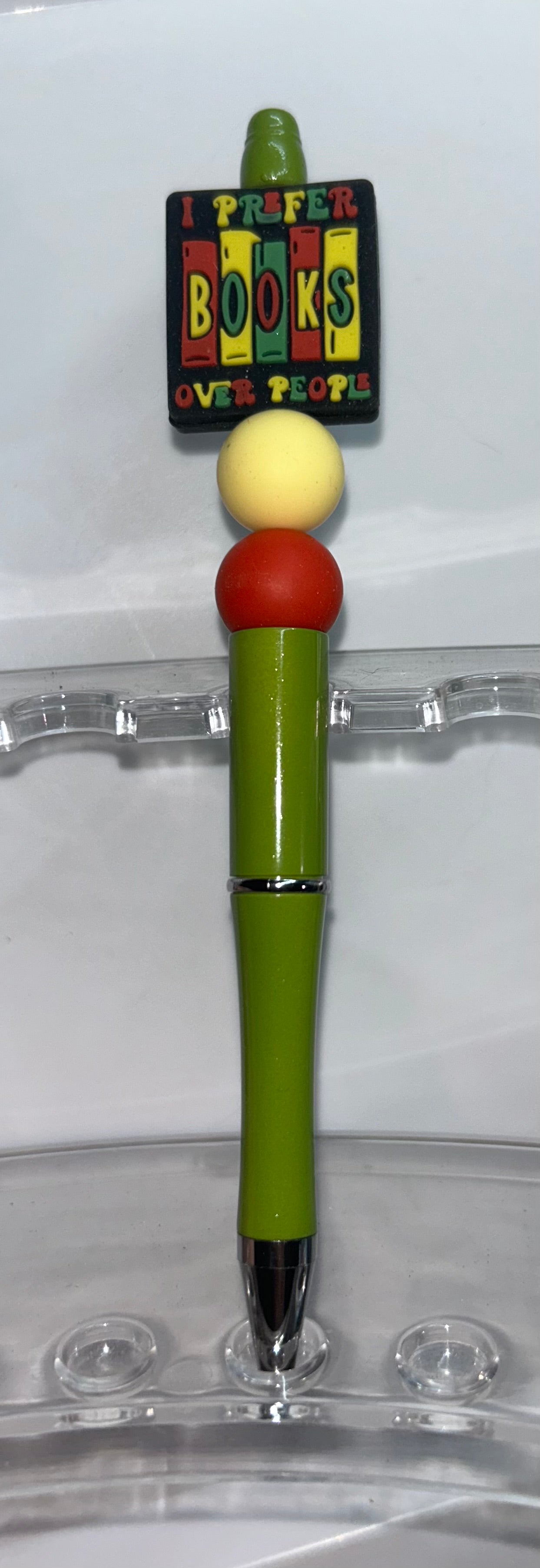 I Prefer Books Over People Olive Green Pen