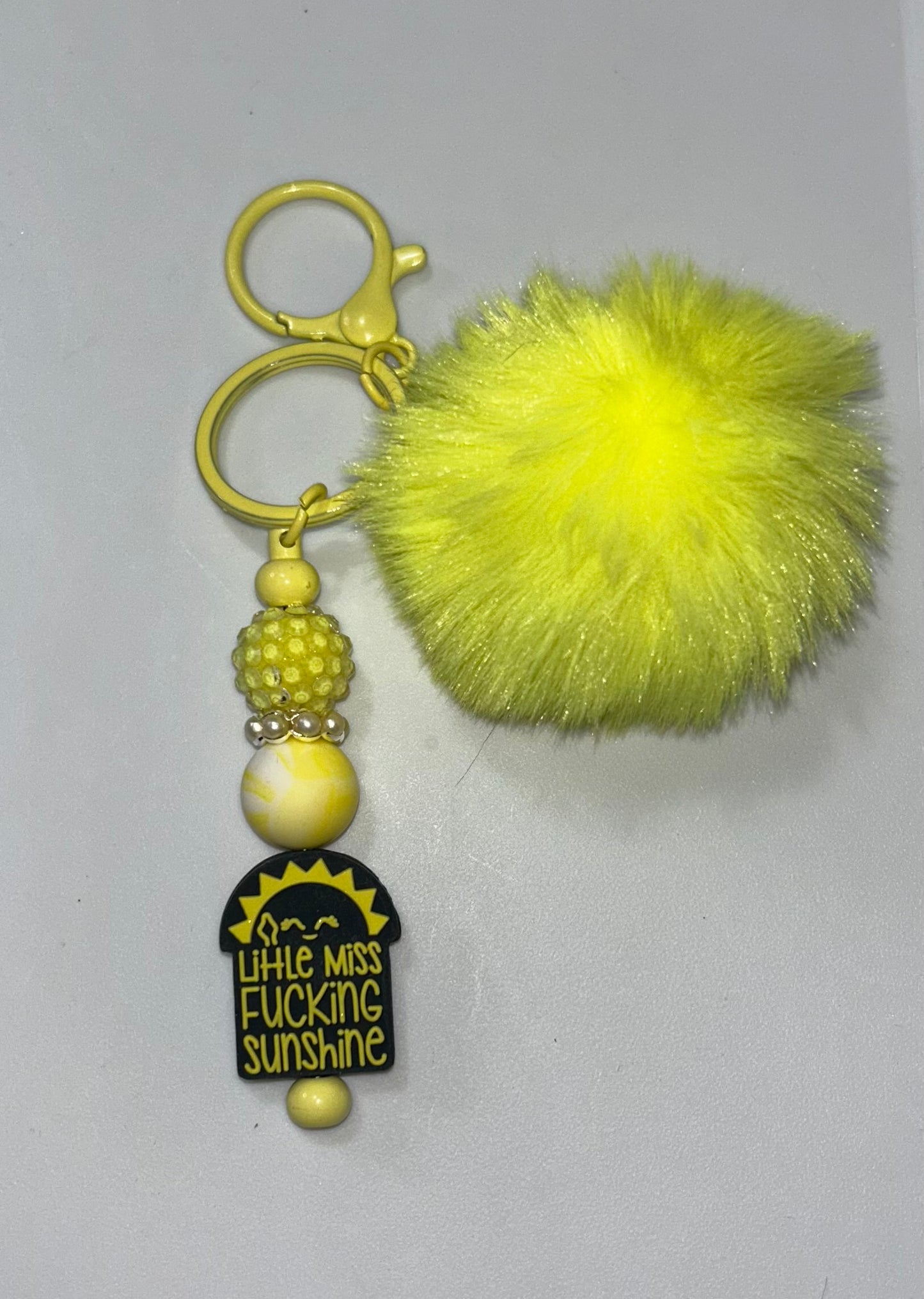 Little Miss F$&@ing Sunshine Yellow Pompom Keychain
