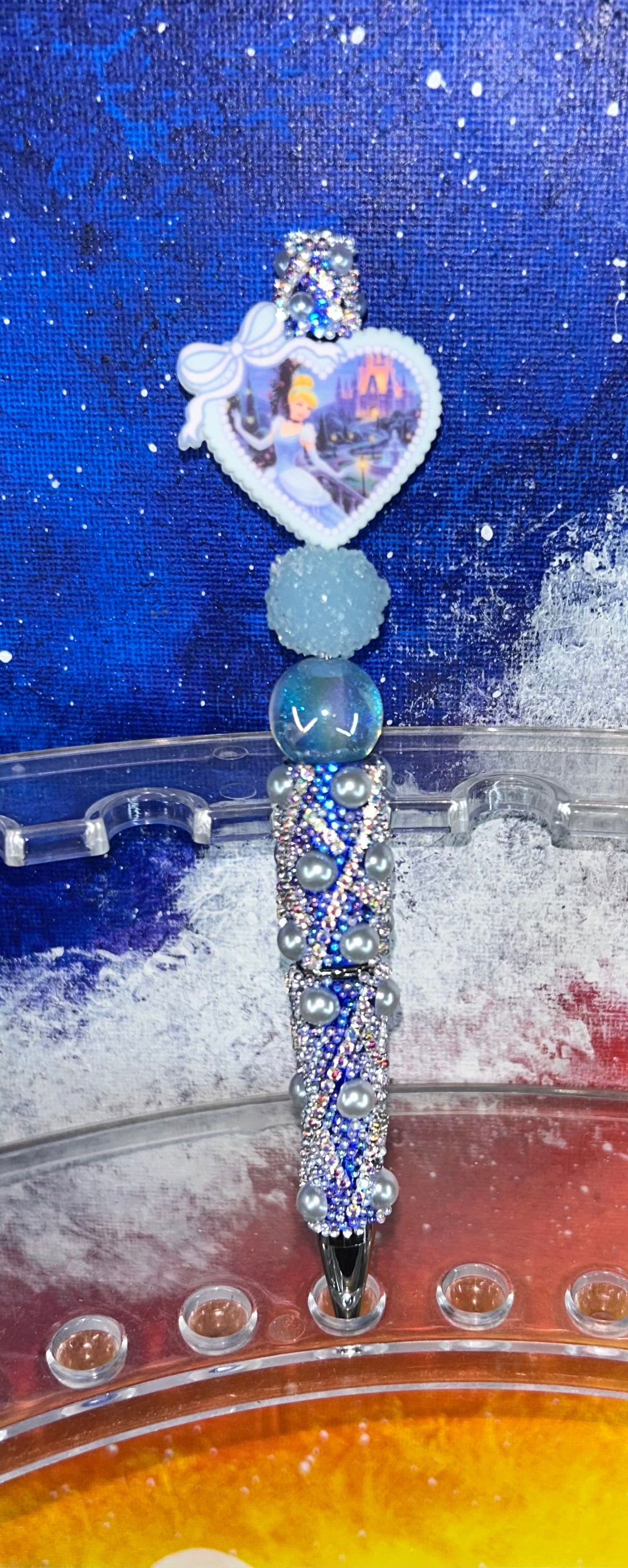 Cinderella Heart Blue Pearl Specialty Pen