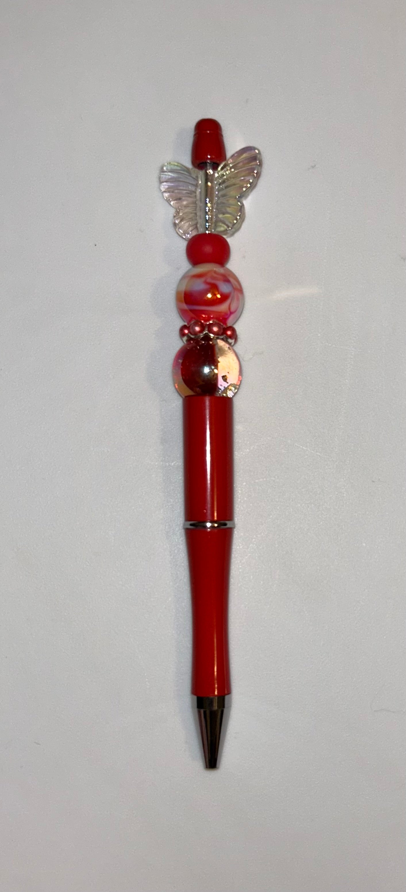Clear Butterfly Red Pen