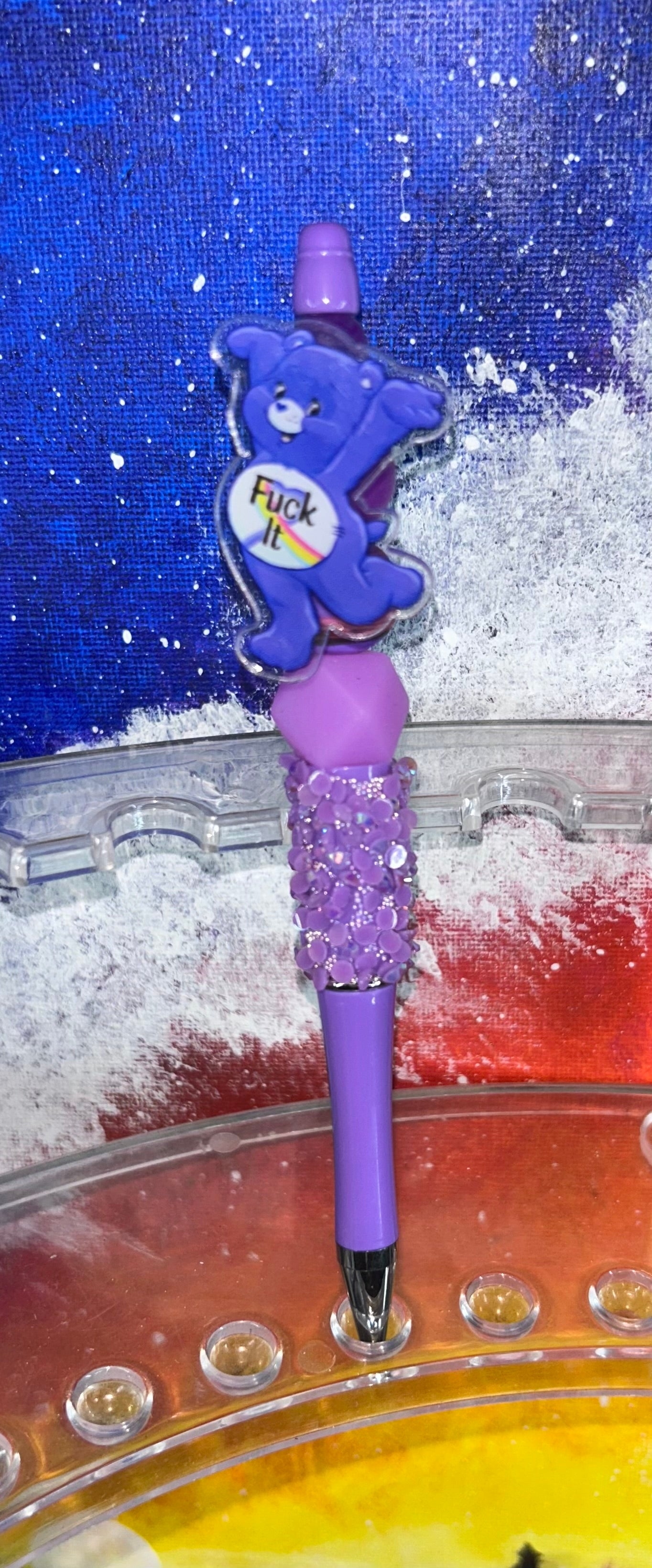 F!@# It Purple Spinning Swear Bear Purple Crystal Pen