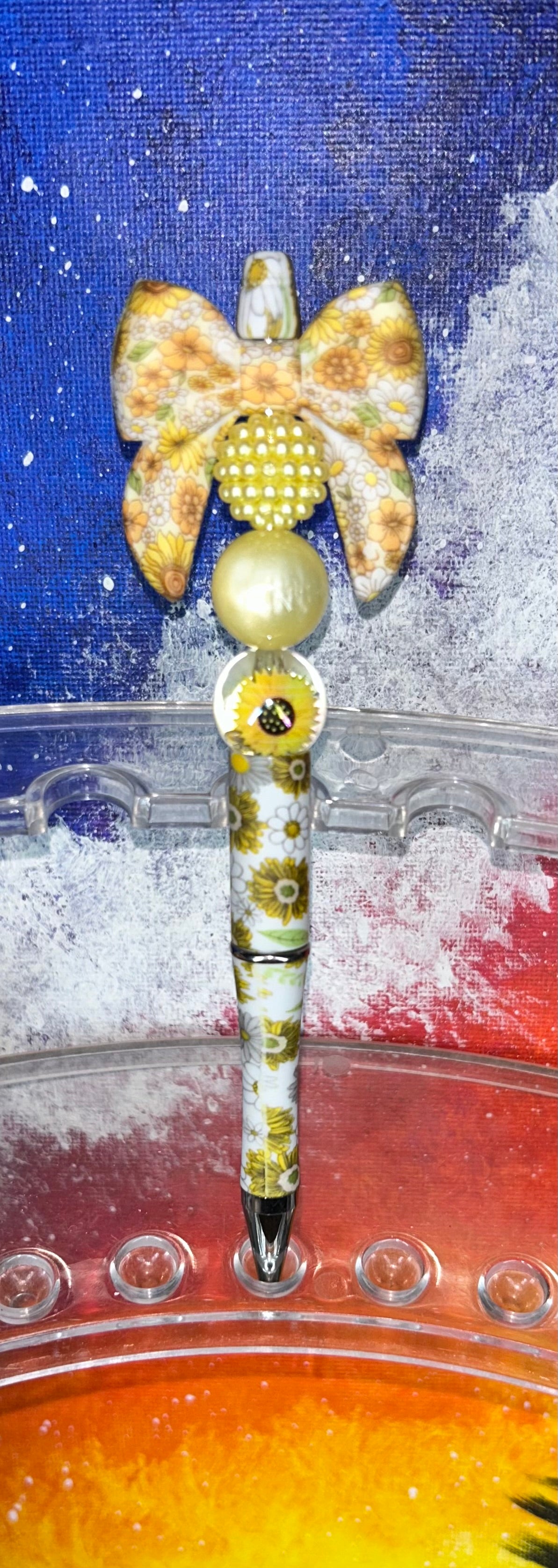 Sunflower Bow White Sunflower Pen
