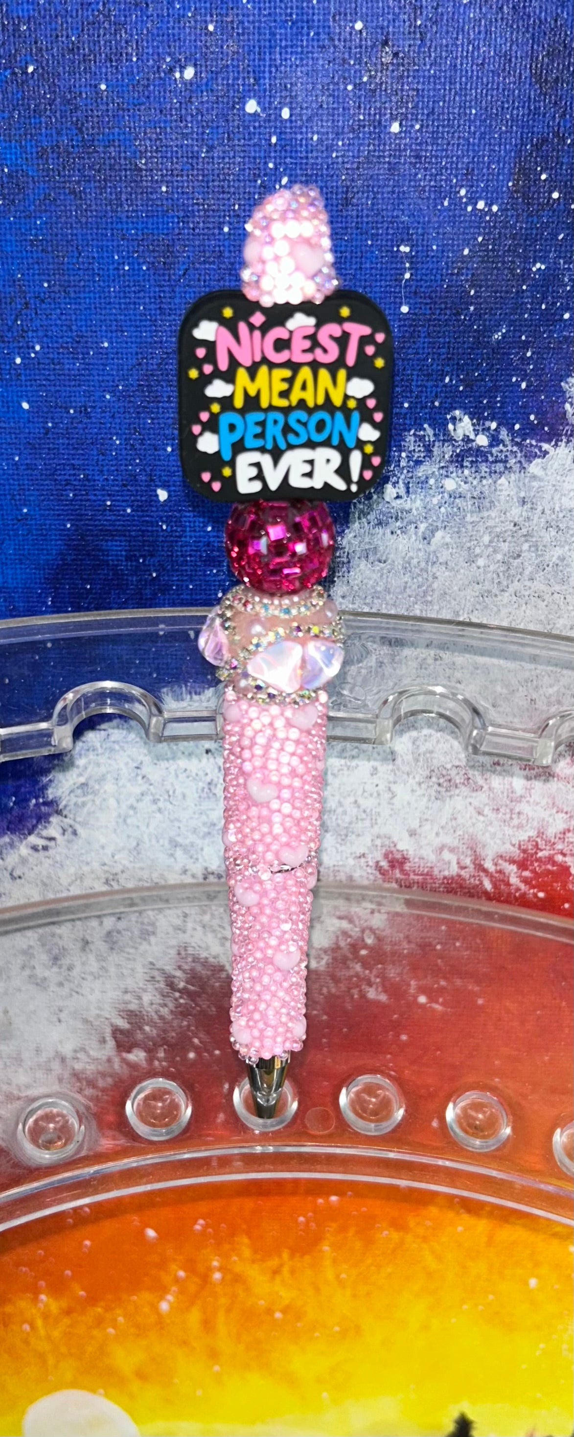 Nicest Mean Person Ever Pink Heart Pen