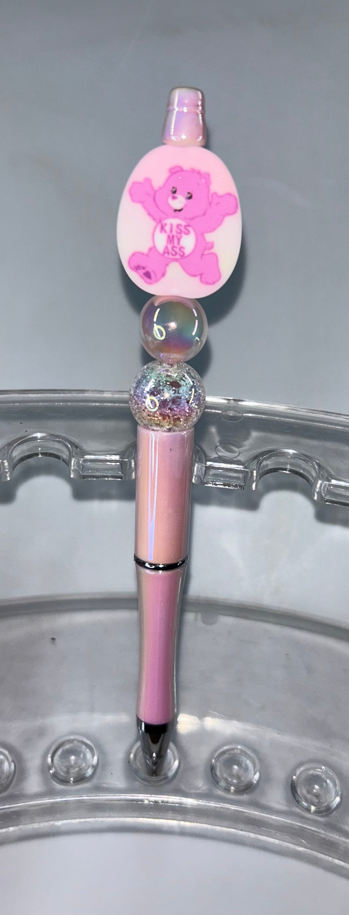 Kiss My A$$ Bear Pearl Pink Pen