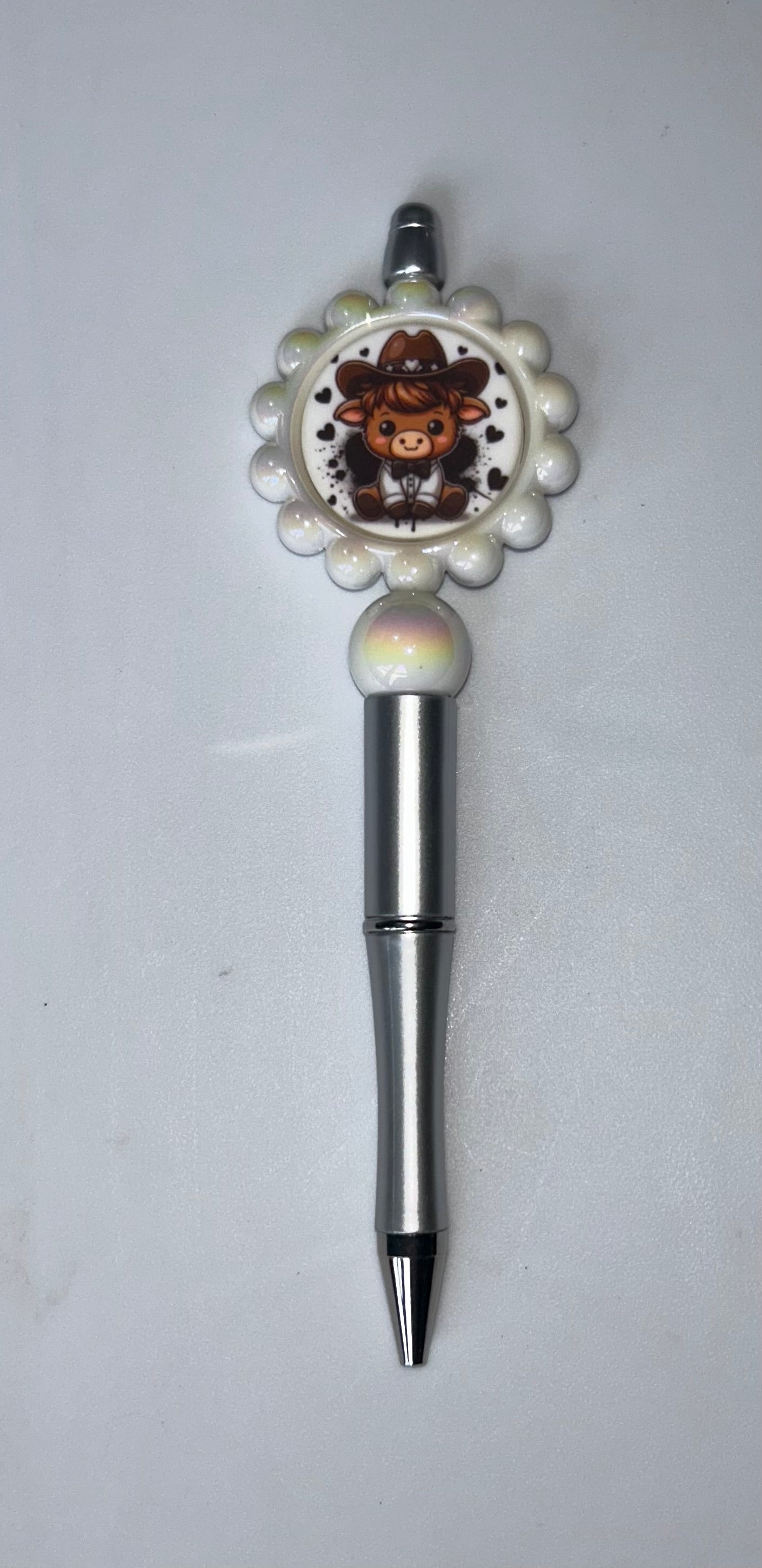 Highland Cow Circle Silver Pen