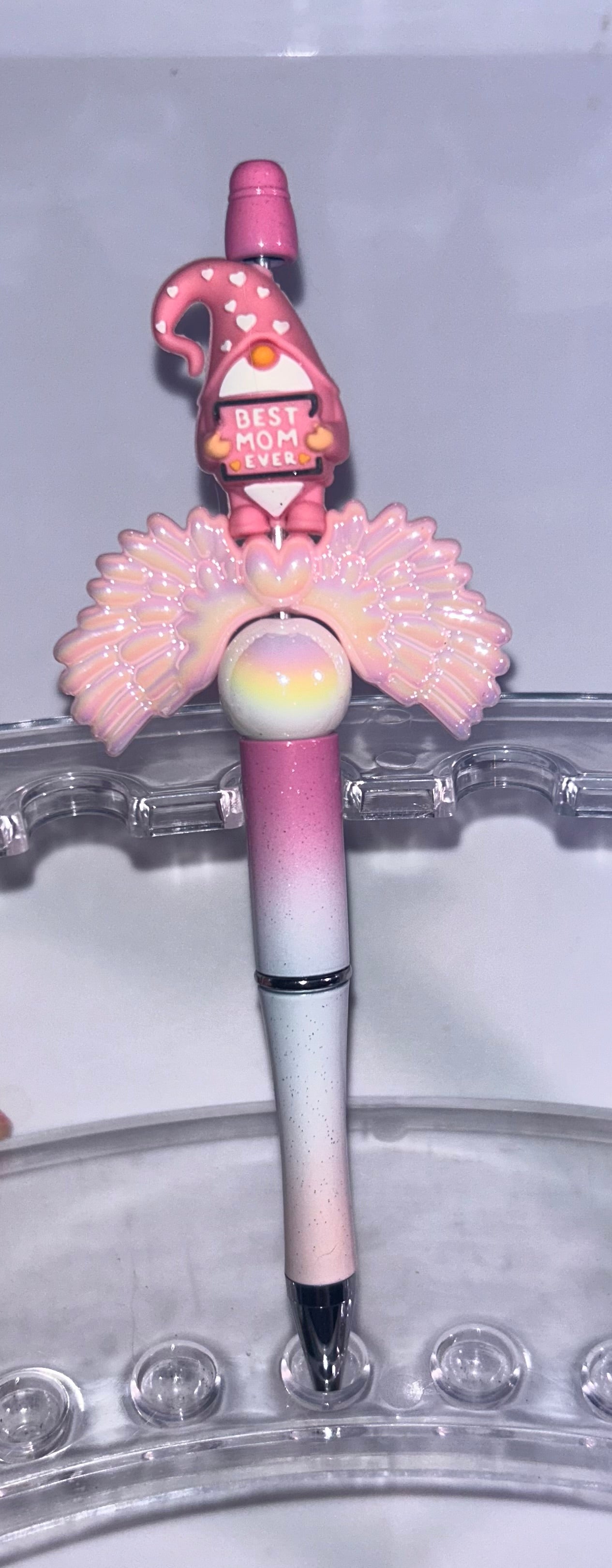 Mom Gnome Wings Pink Ombre Pen