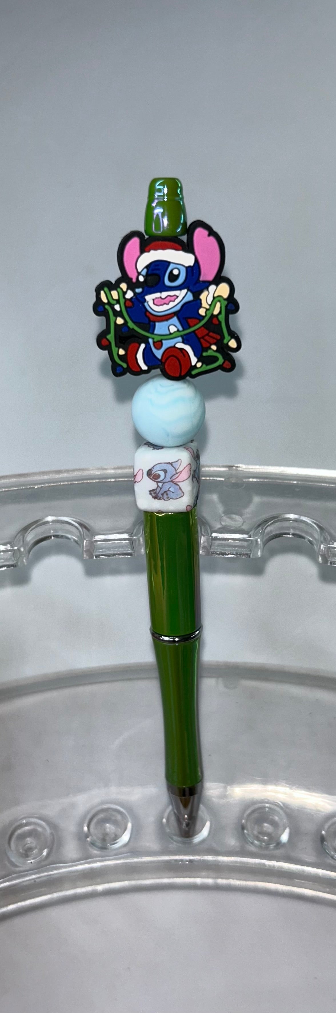 Stitch Christmas Shiny Green Pen