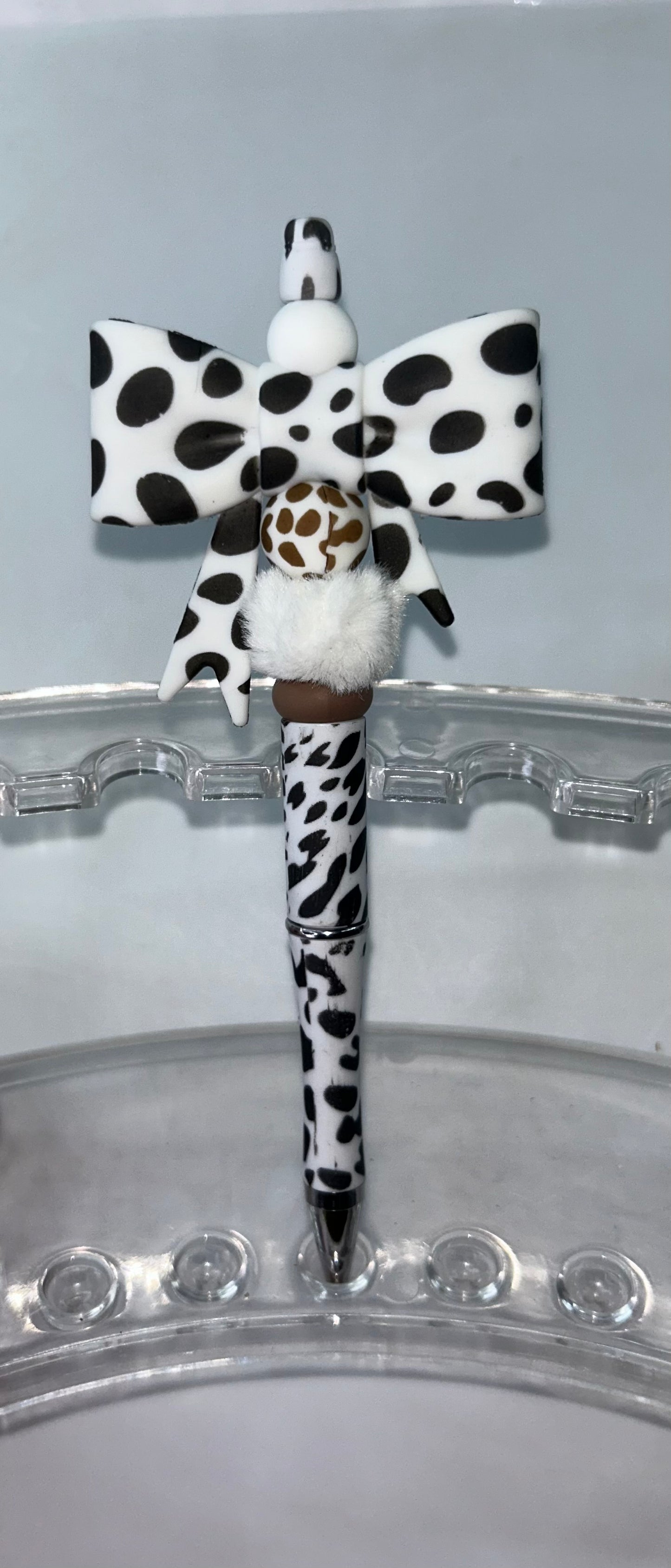 Cow Print Bow Cow White Print Pen