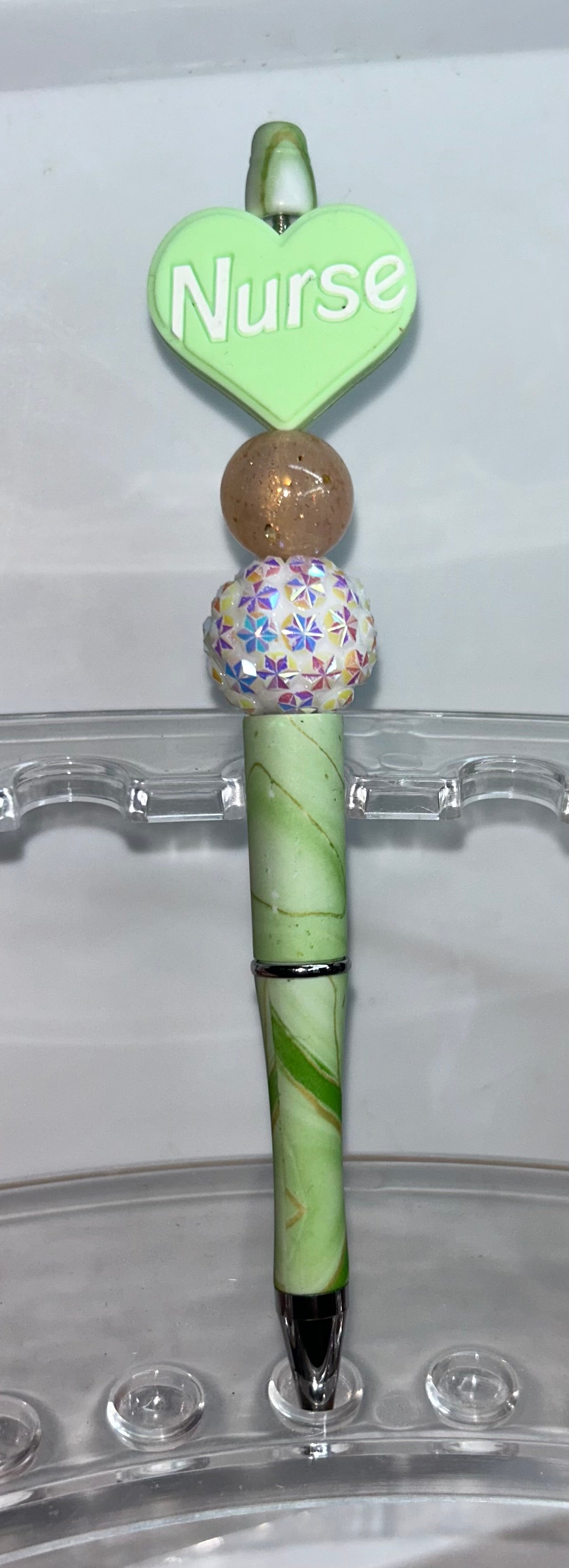 Nurse Green Heart Green Swirl Pen