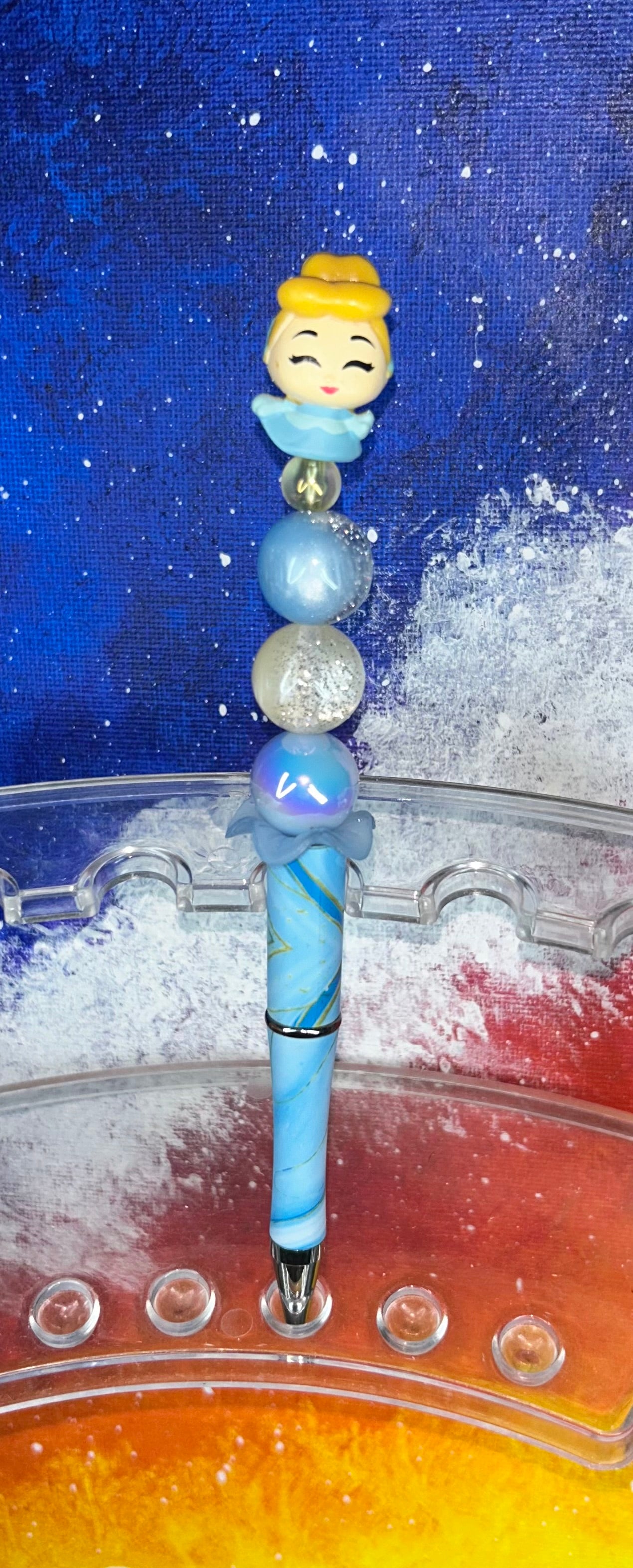 Cinderella Small Doorable Blue/Gold Swirl Pen