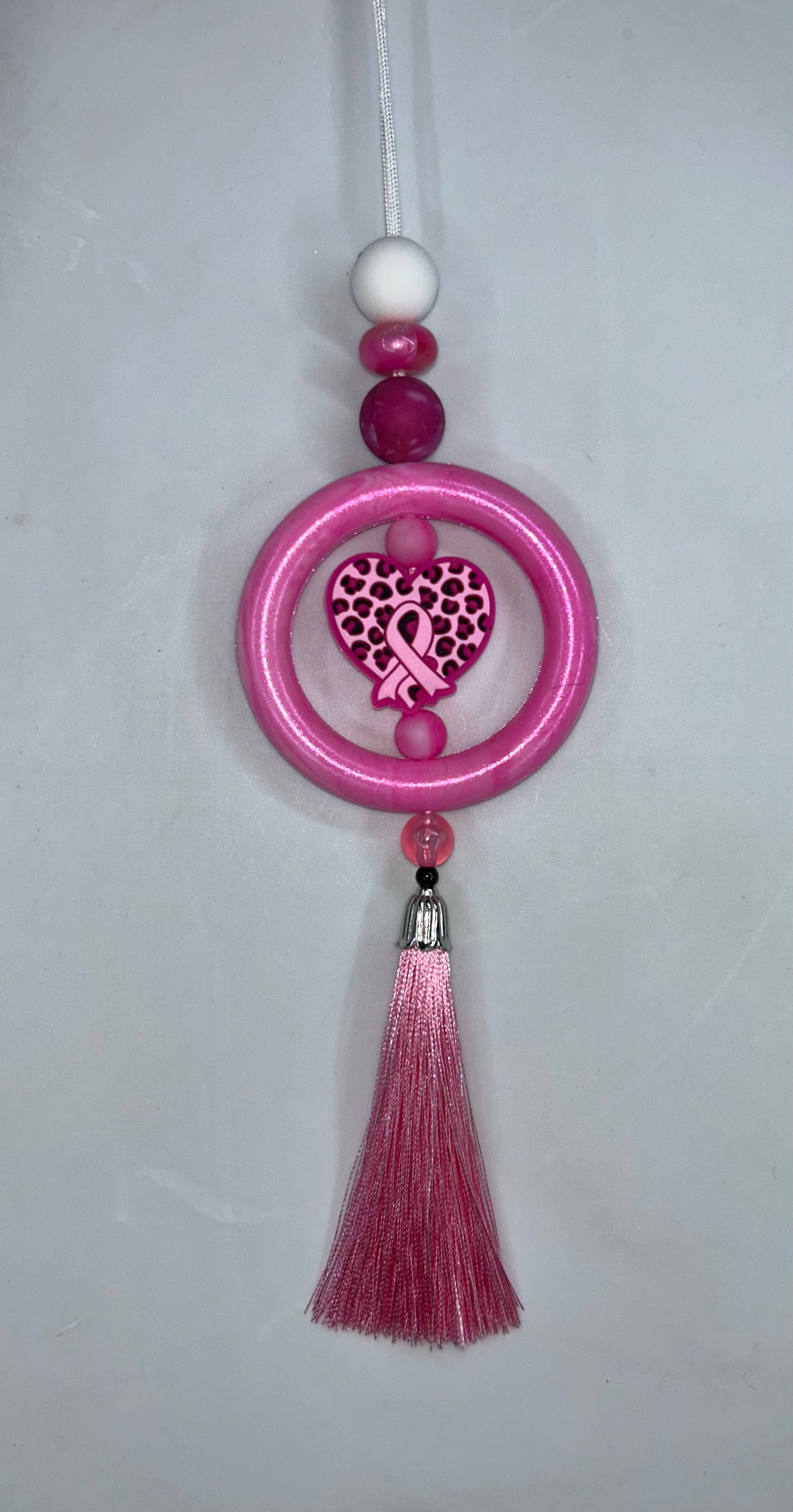 Cancer Heart Pink Car Charm