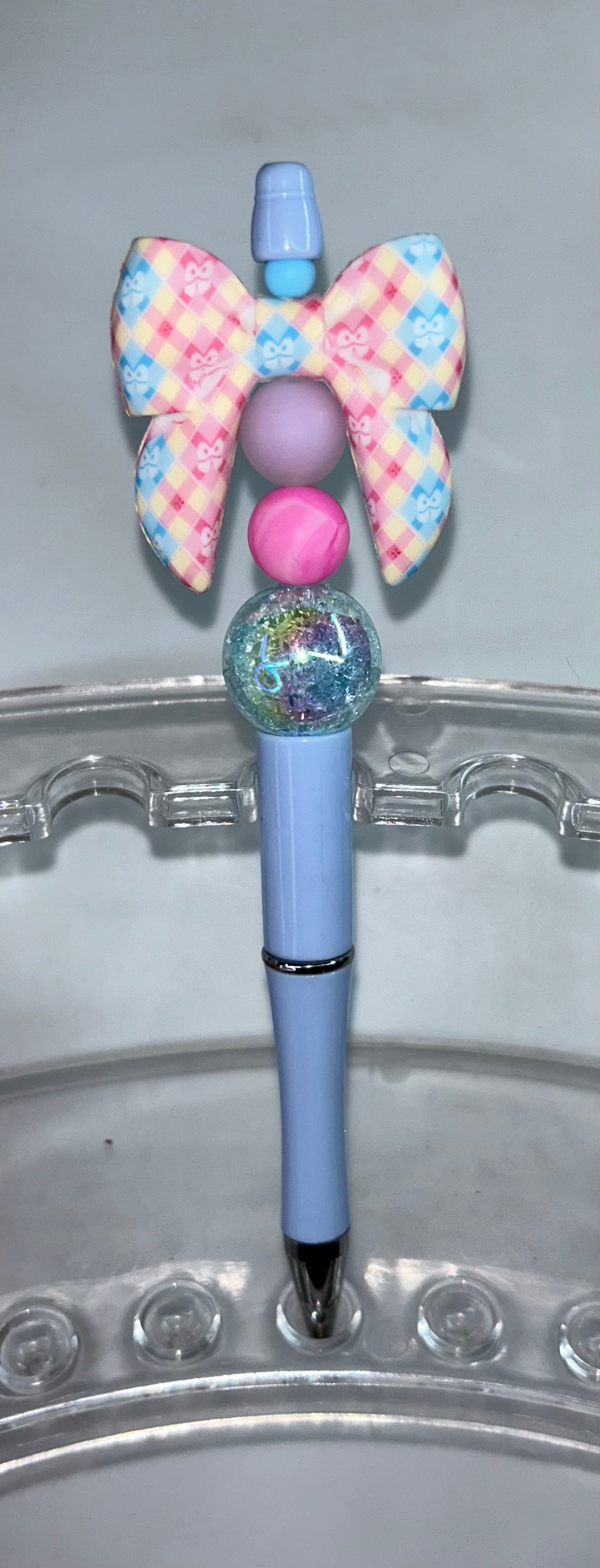 Pink and Blue Bow Light Blue Pen