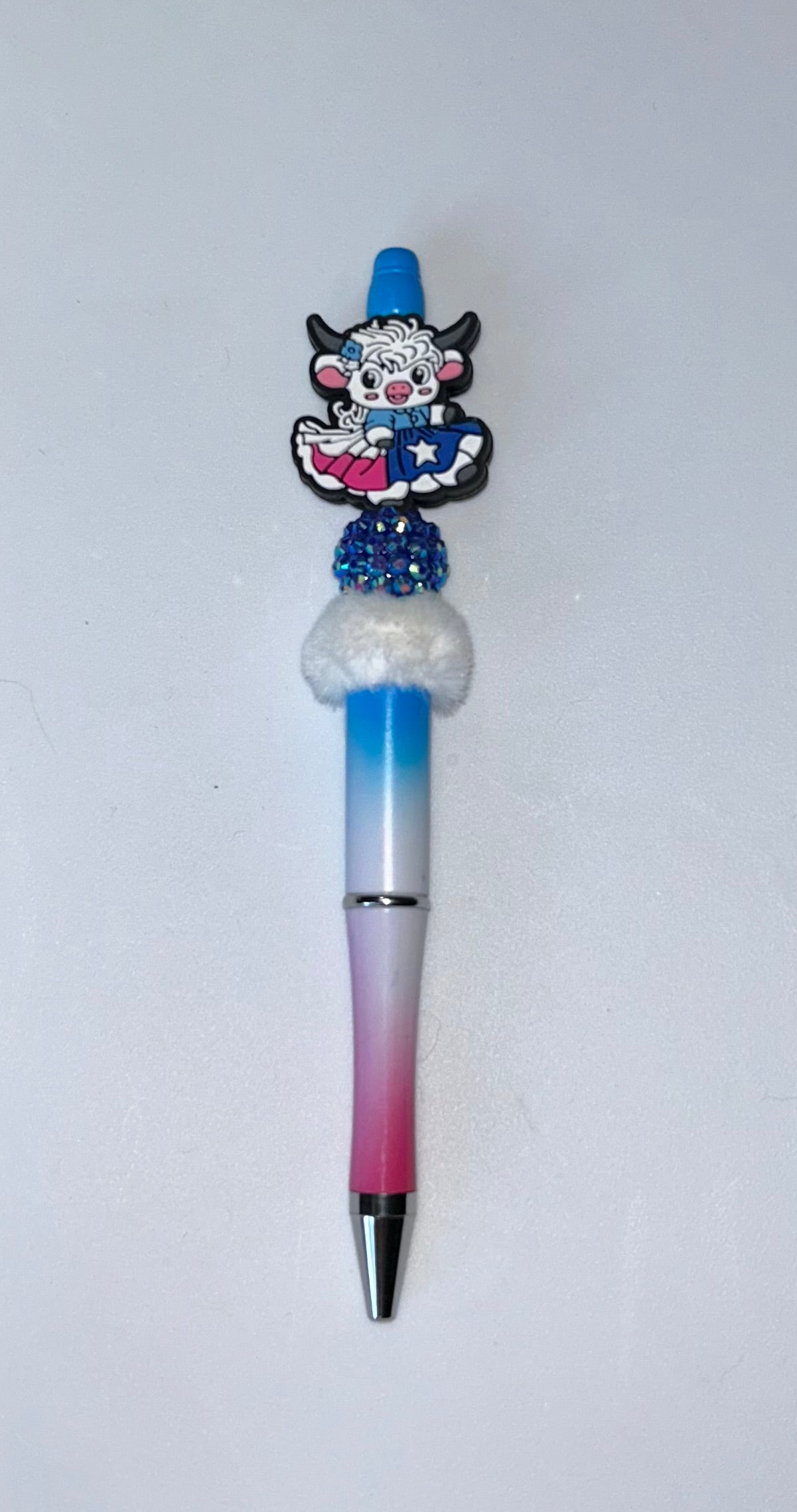 Patriotic Cow Pink and Blue Pen