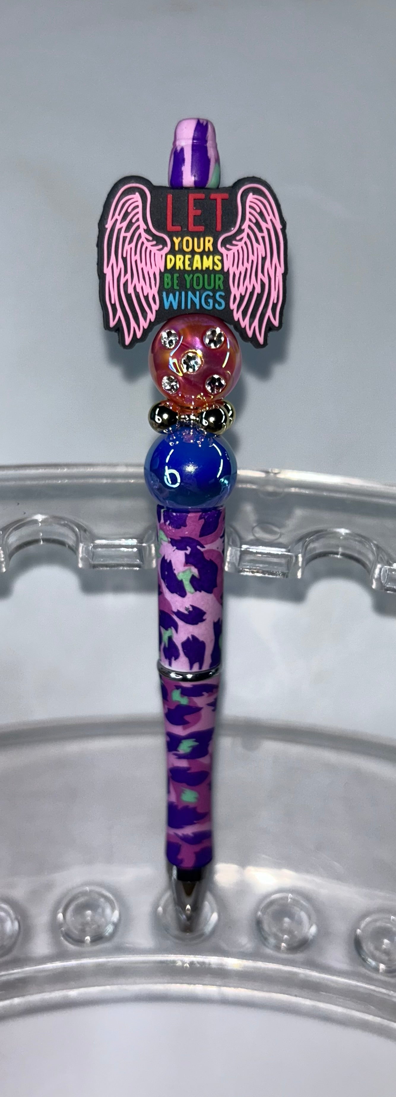 Let Your Dreams Be Your Wings Colorful Leopard Print Pen