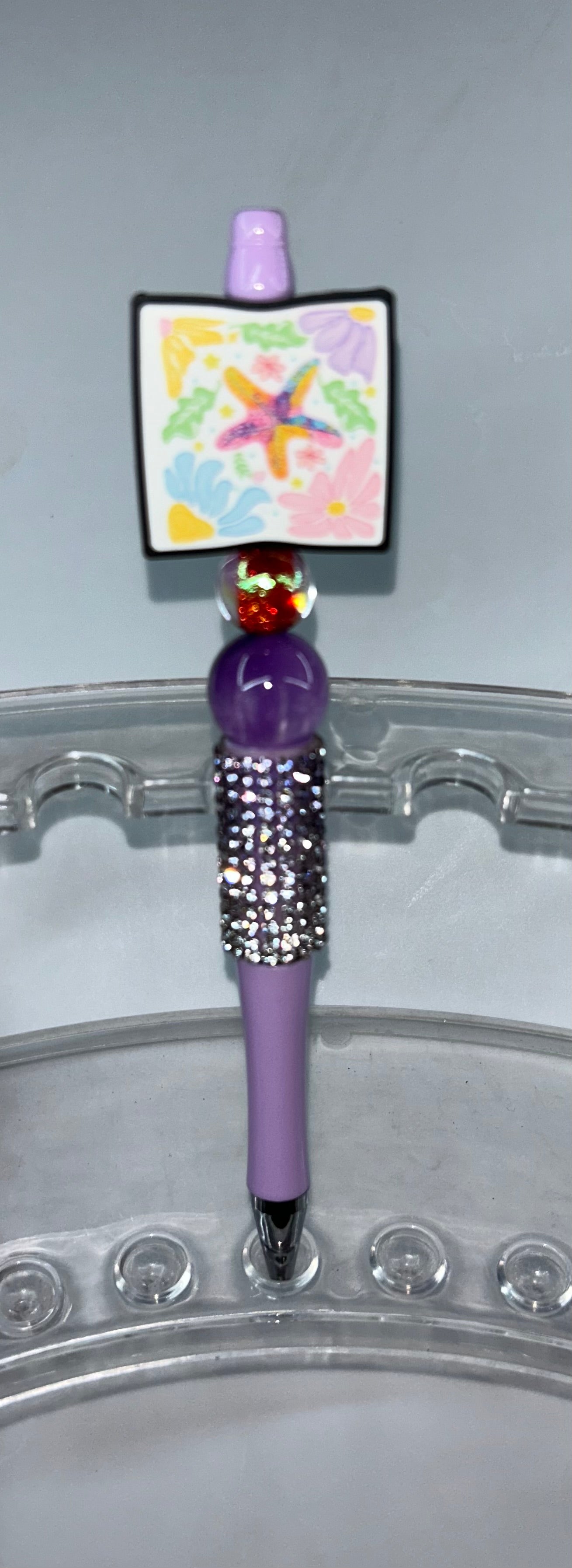 Star Fish Square Purple Bling Pen