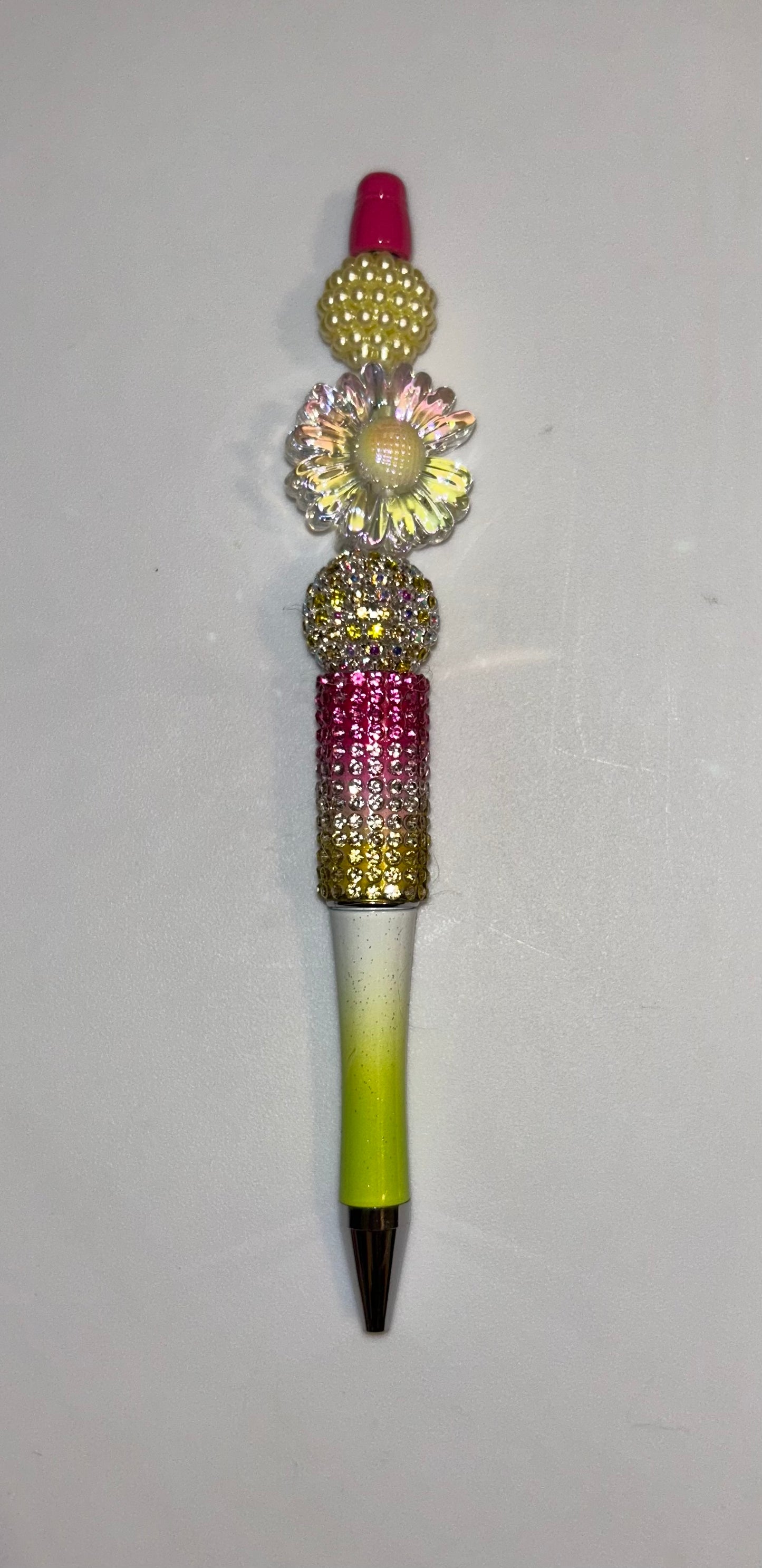 Clear Sunflower Pink/Gold Bling Yellow Ombre Pen