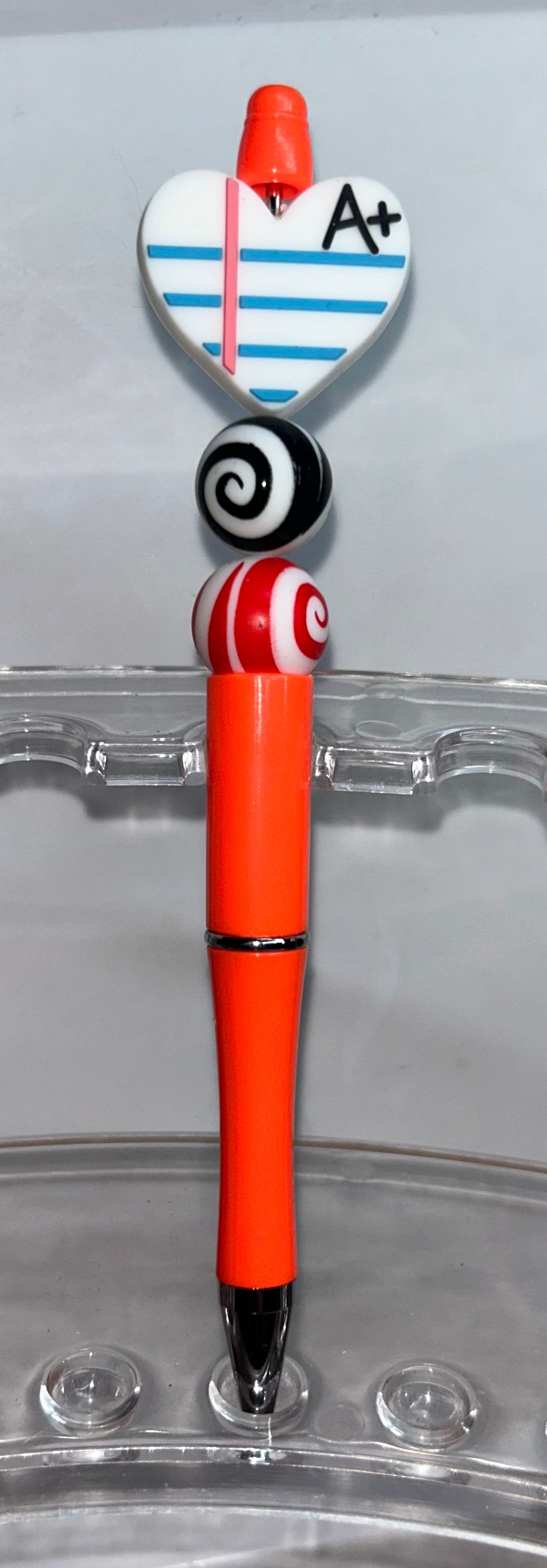 Teacher Paper Heart Orange Pen