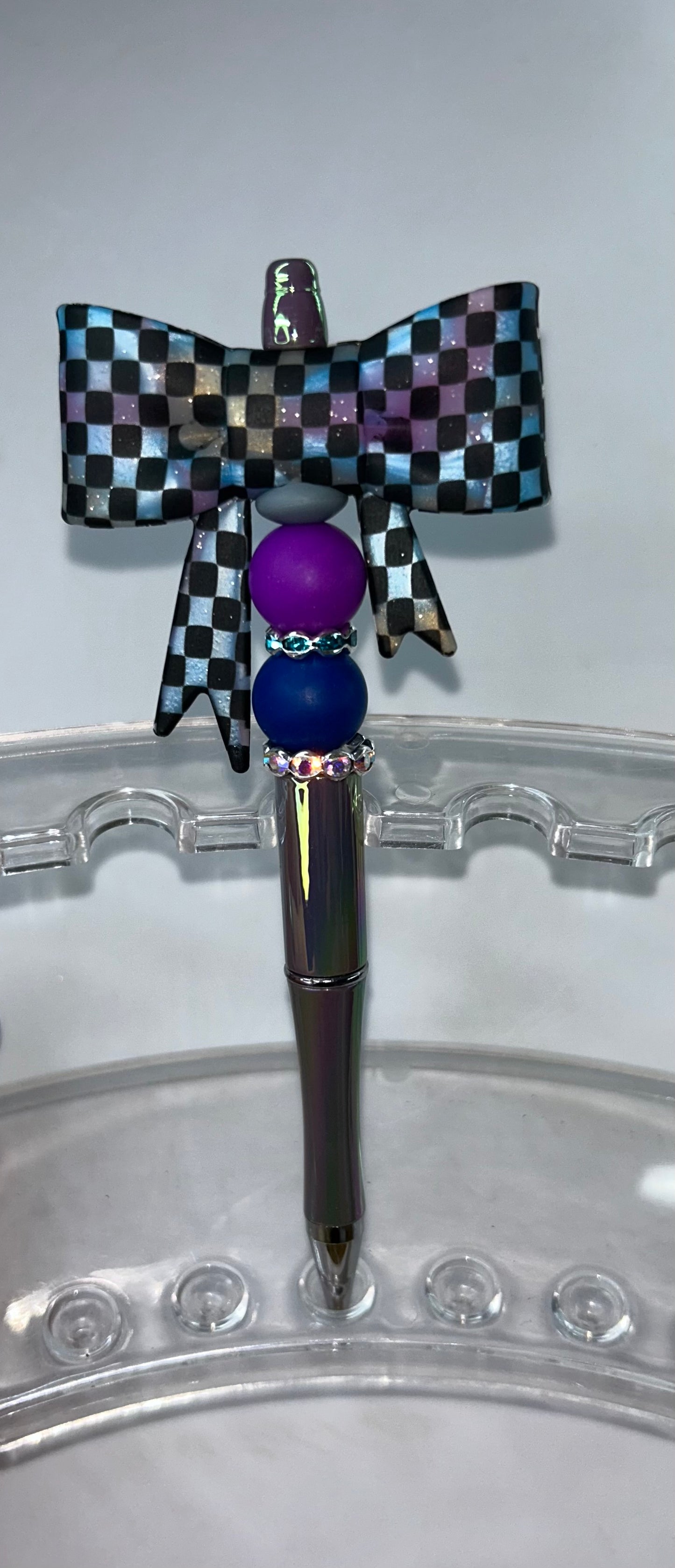 Blue Metallic Bow Metallic Pen