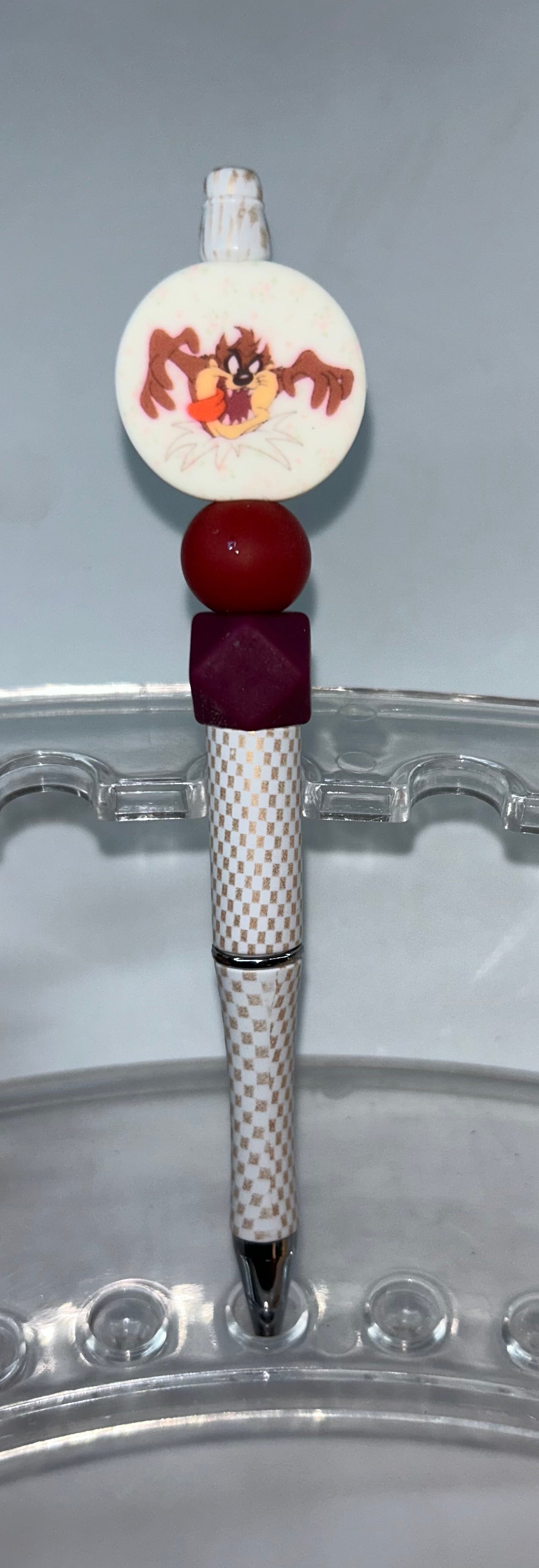 Taz Round Gold Checkered Pen