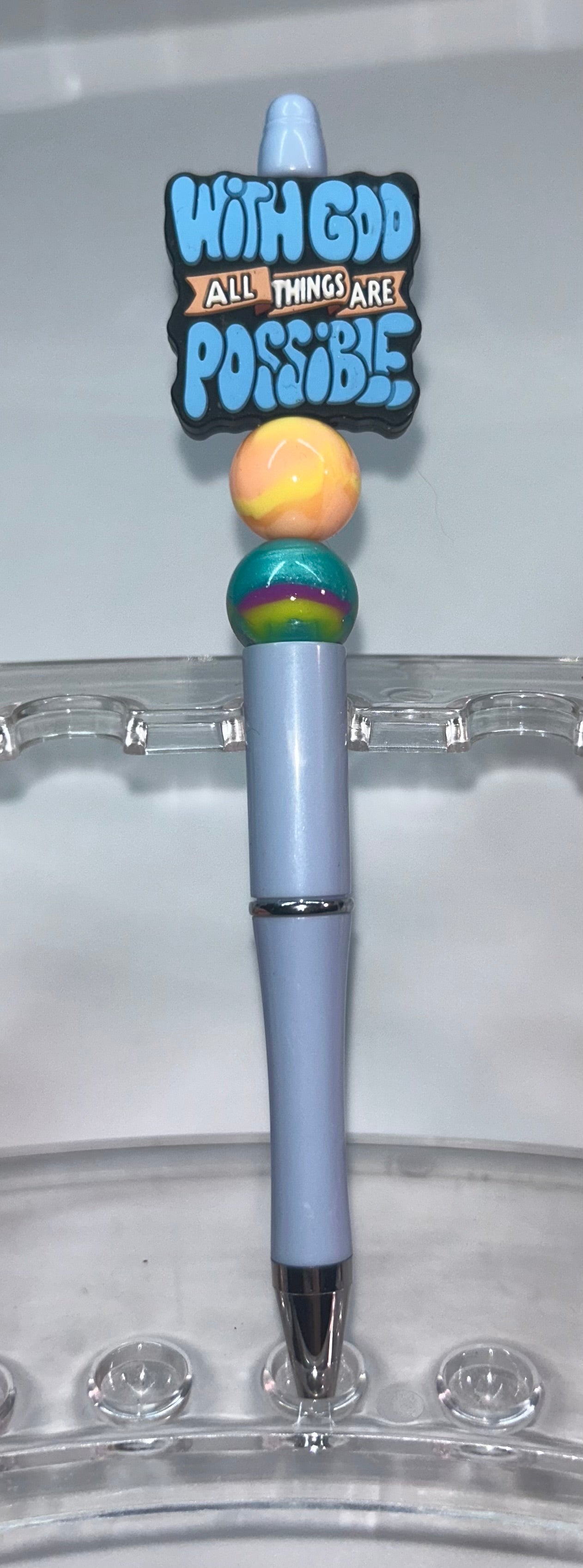 With God All Things Are Possible Light Blue Pen