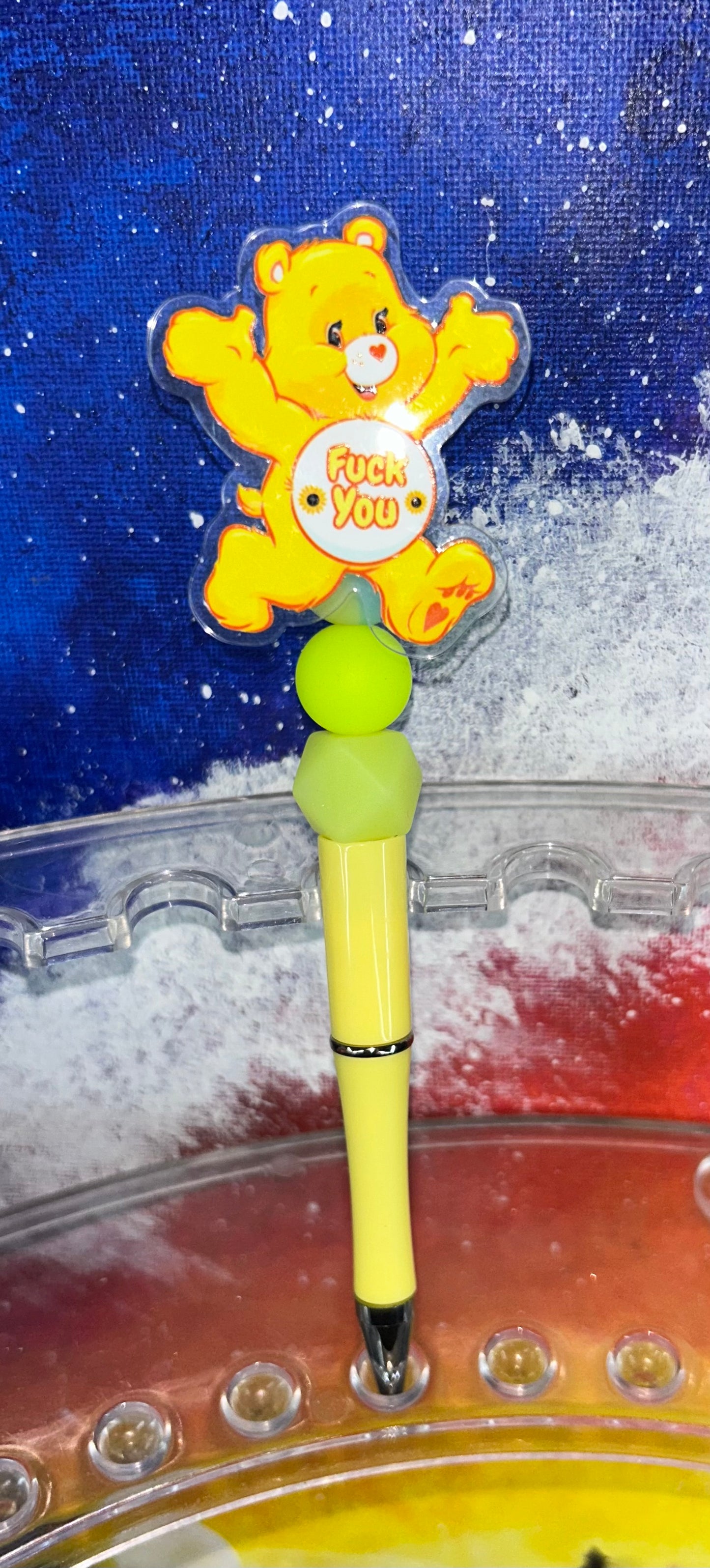 F!@# You Yellow Spinning Swear Bear Yellow Pen