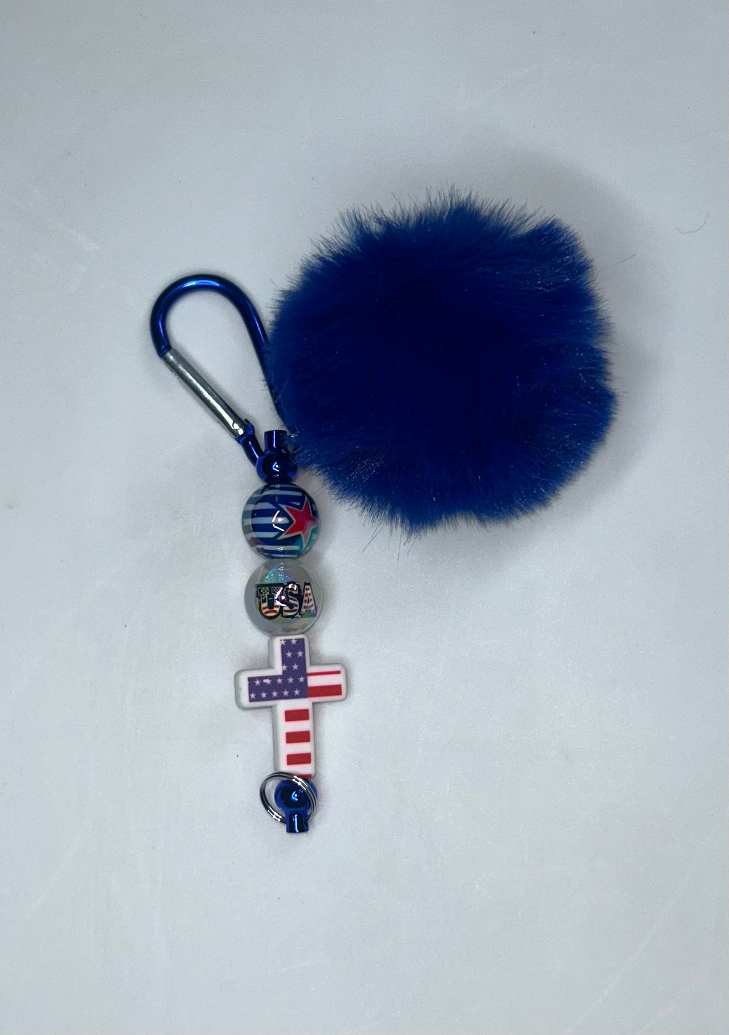 Patriotic Cross Blue Key Chain