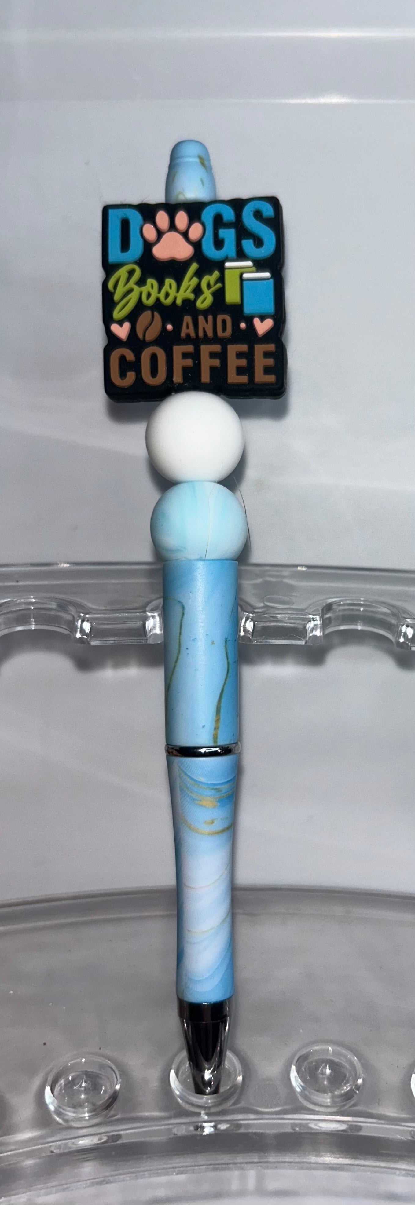 Dogs Books And Coffee Blue Swirl Pen