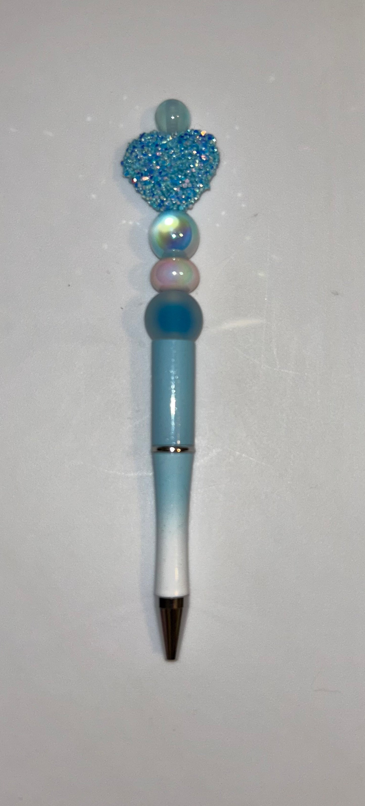 Blue Crystal Heart Blue Ombre Pen
