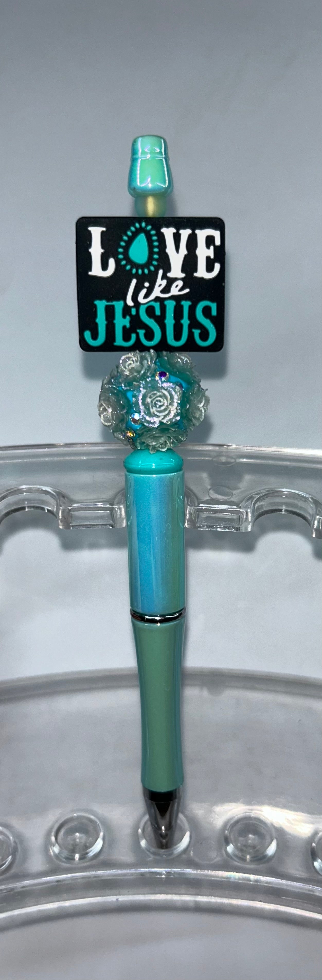 Love Like Jesus Pearl Teal Pen