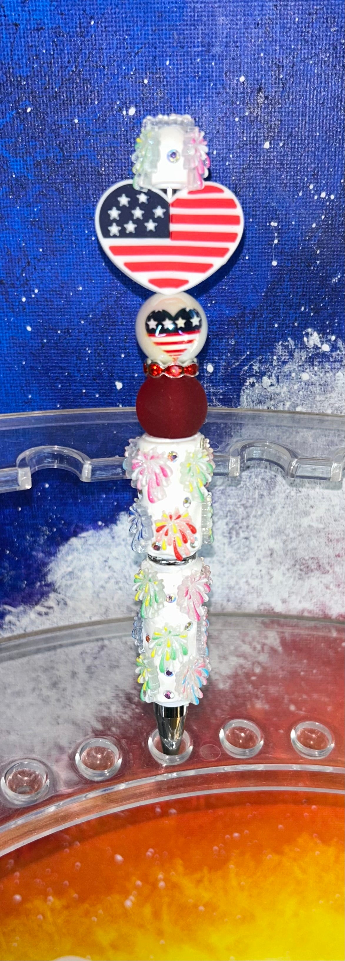 Flag Heart Firework Specialty Pen