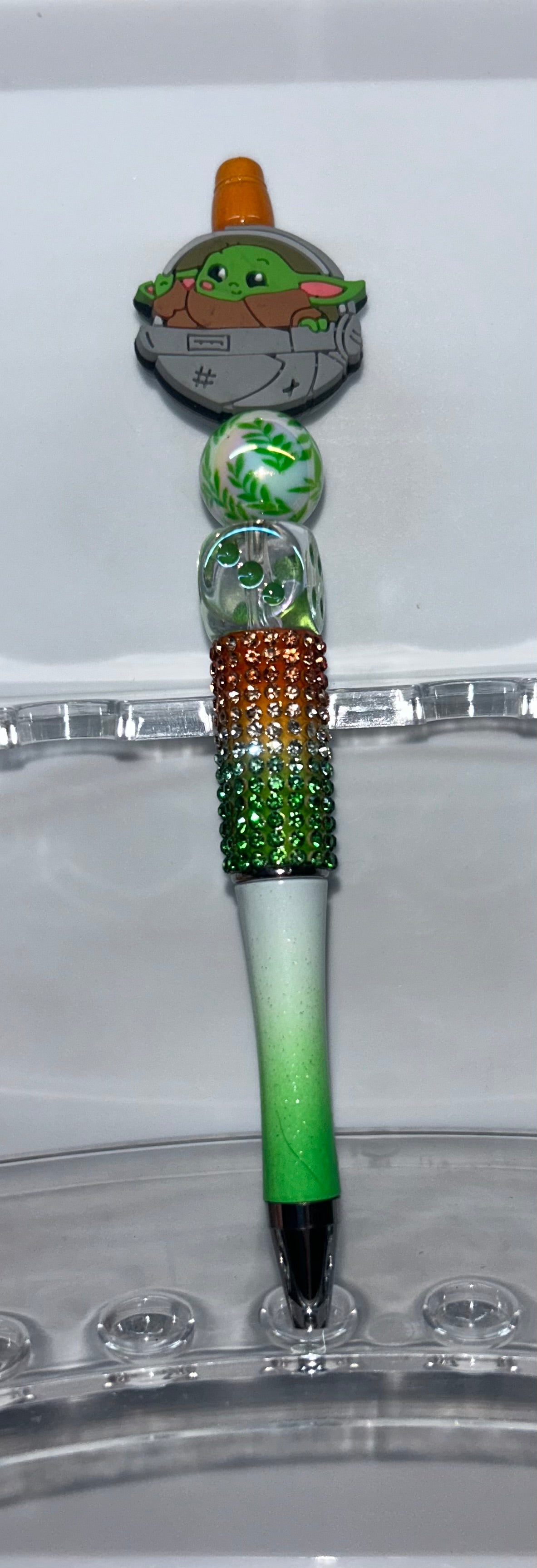 Grogu Green Bling Ombre' Pen