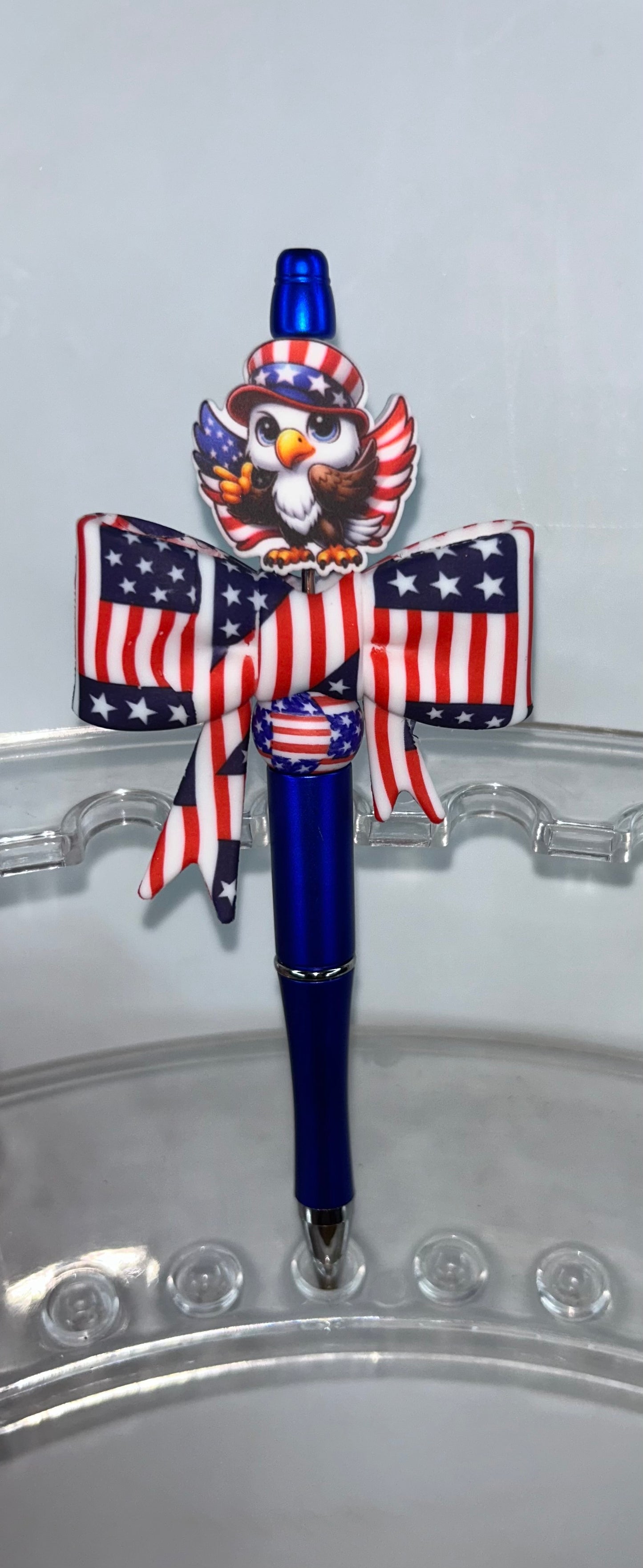 American Flag Eagle With Bow Blue Pen