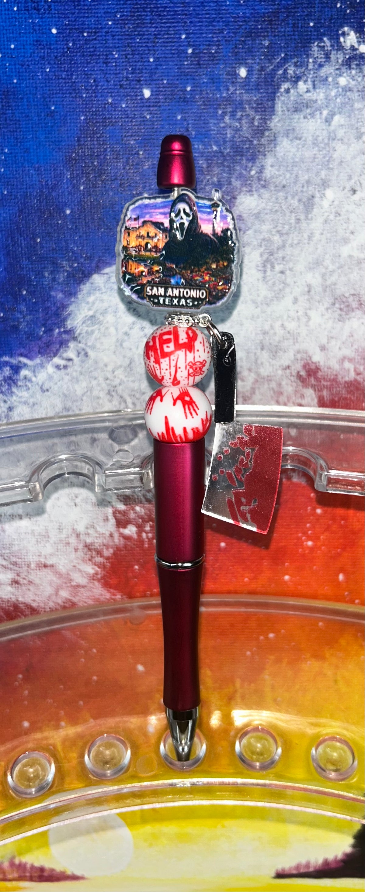 Blue Heart Police Blue Bling Pen