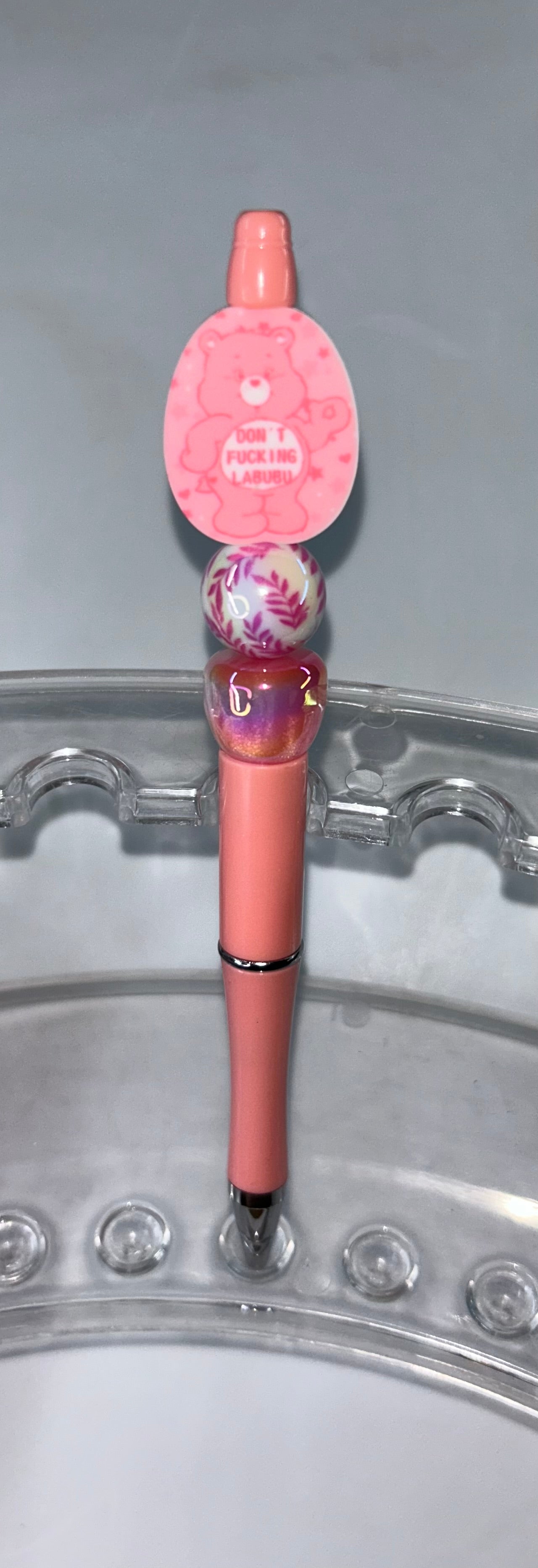 Don't F!@#ing Labubu Pink Swear Bear Peach Pen