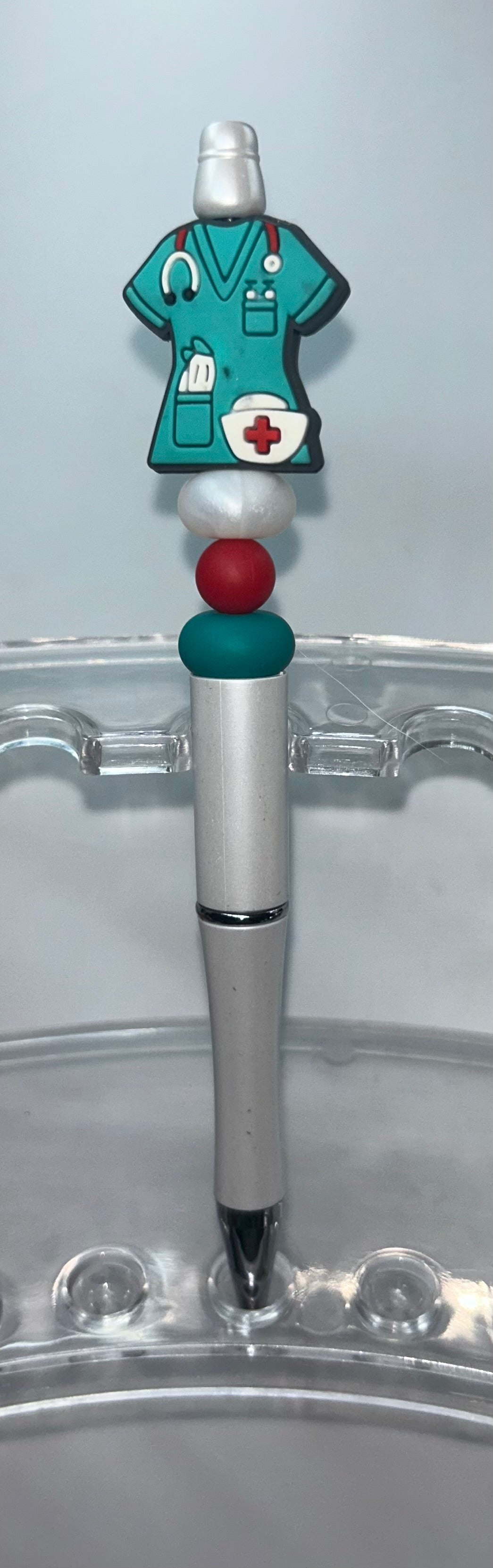 Teal Scrubs White Pen