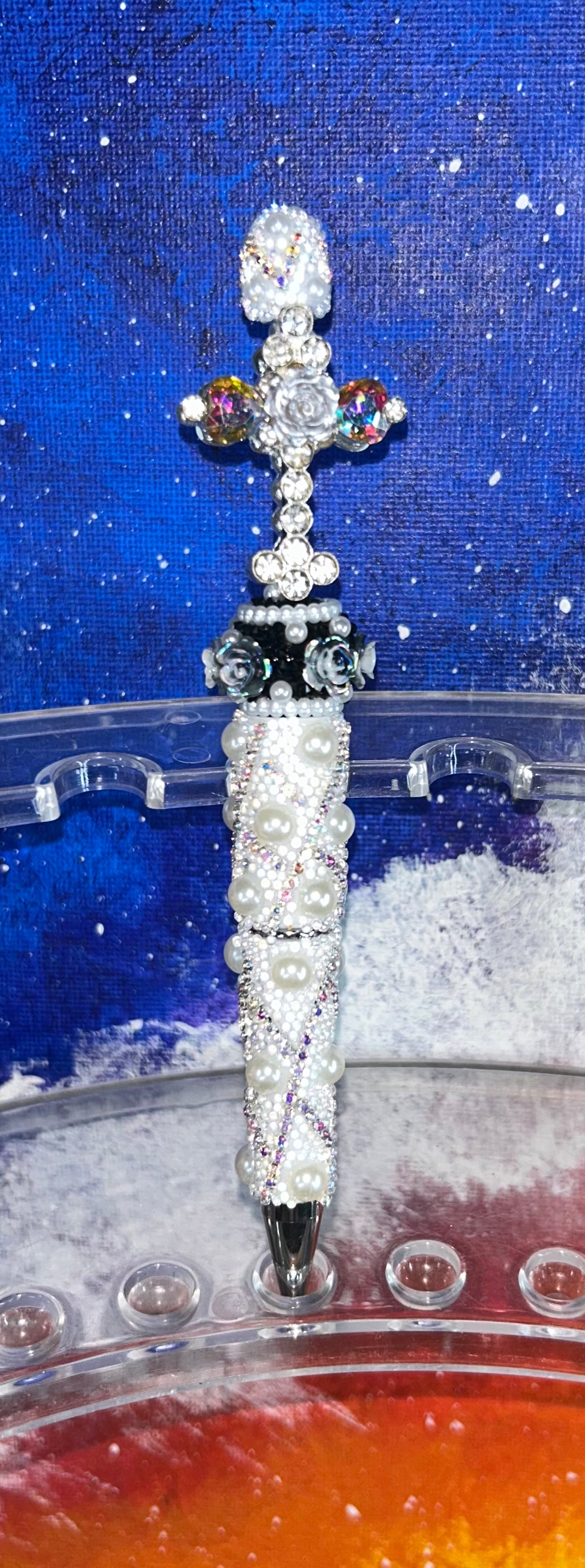 Crystal Cross Pearl White Specialty Pen