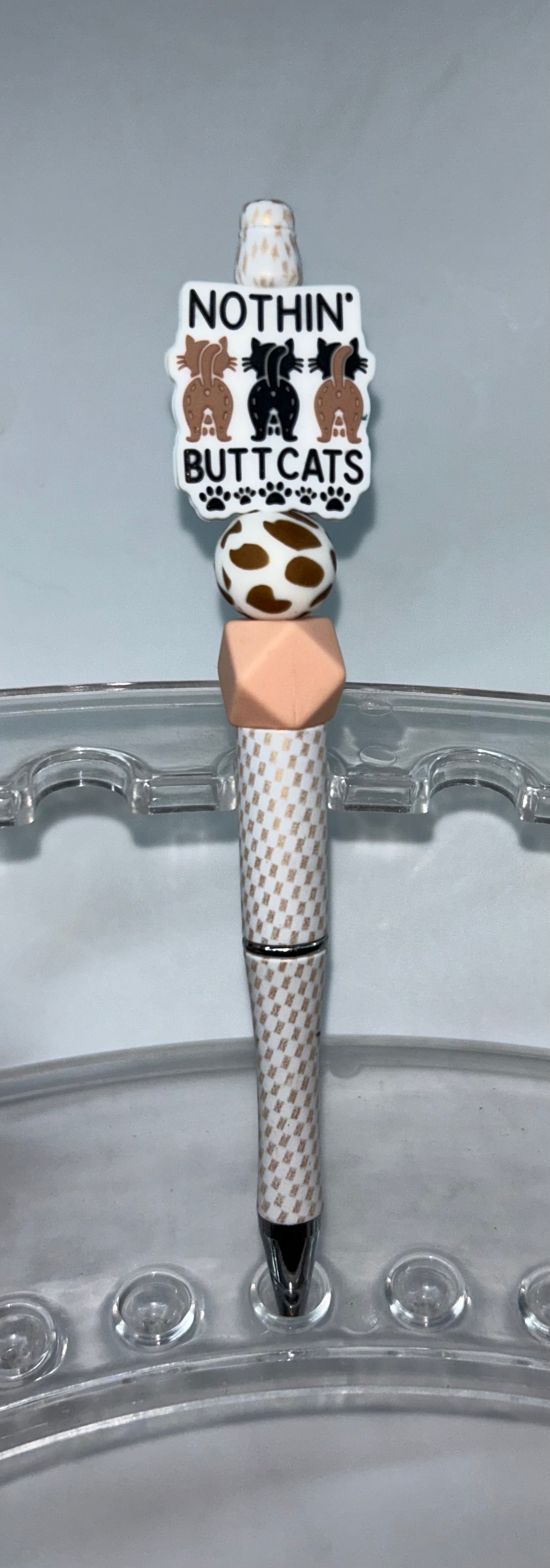 Nothin' Butt Cats Gold Checkered Pen
