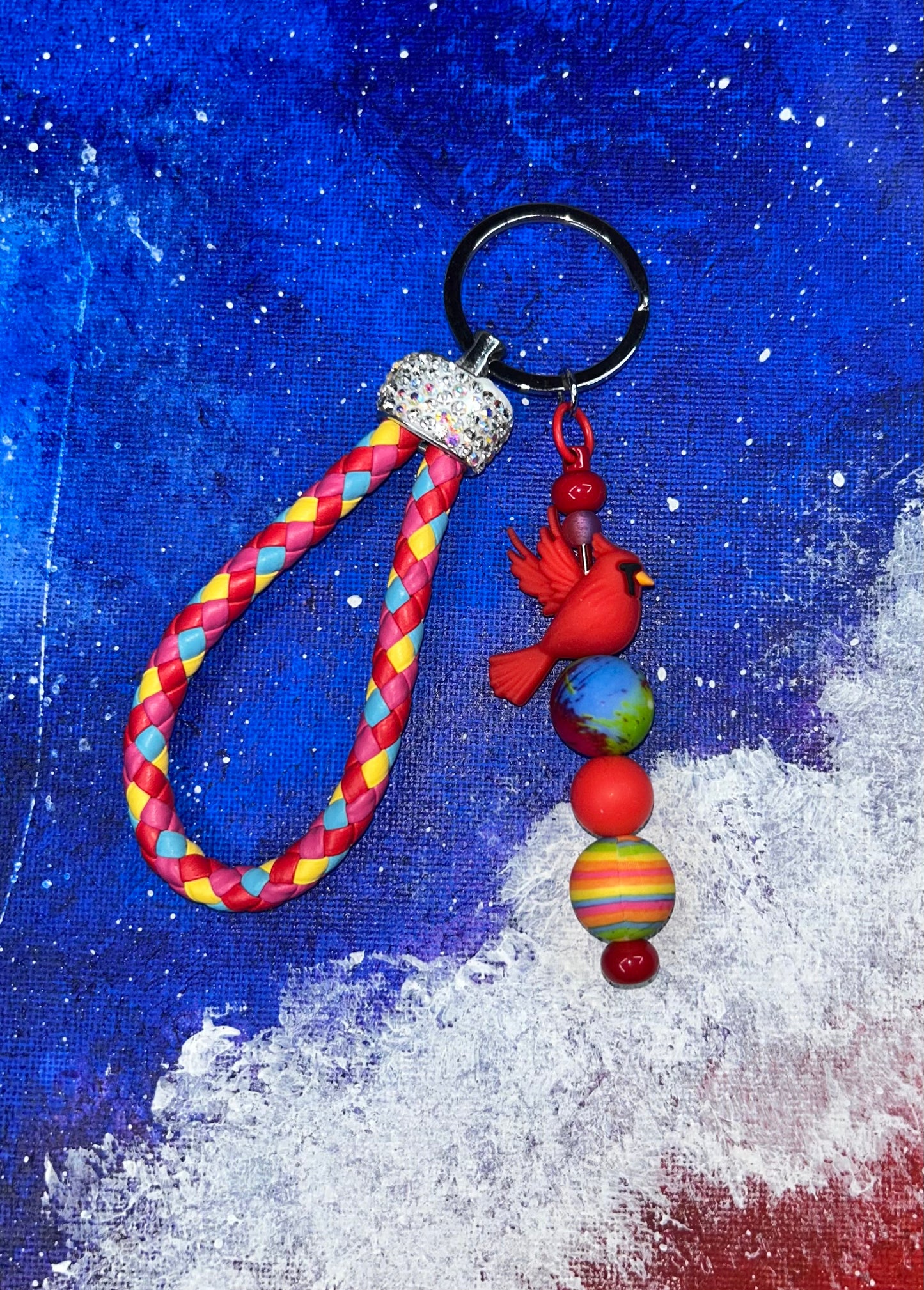 Cardinal Yellow/Blue/Red Rope Key Chain