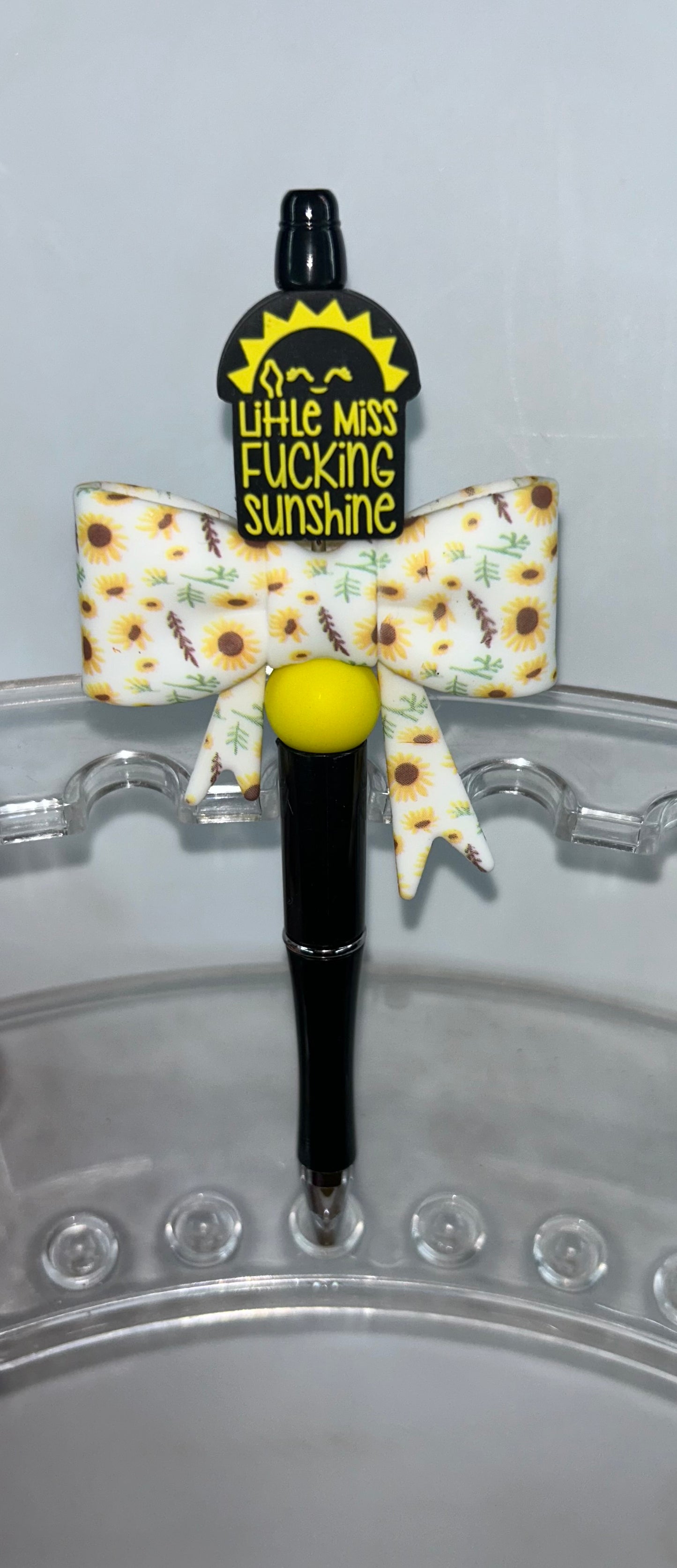 Little Miss F!@#ing Sunshine Sunflower Bow Black Pen