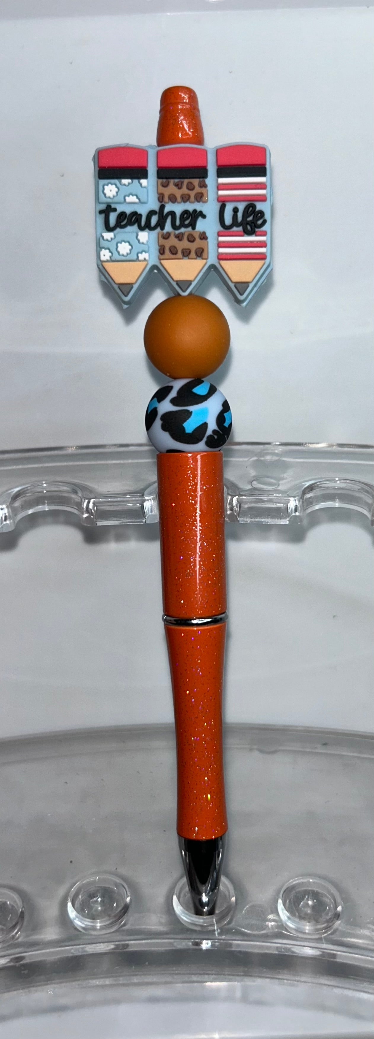 Teacher Life Pencil Orange Pen