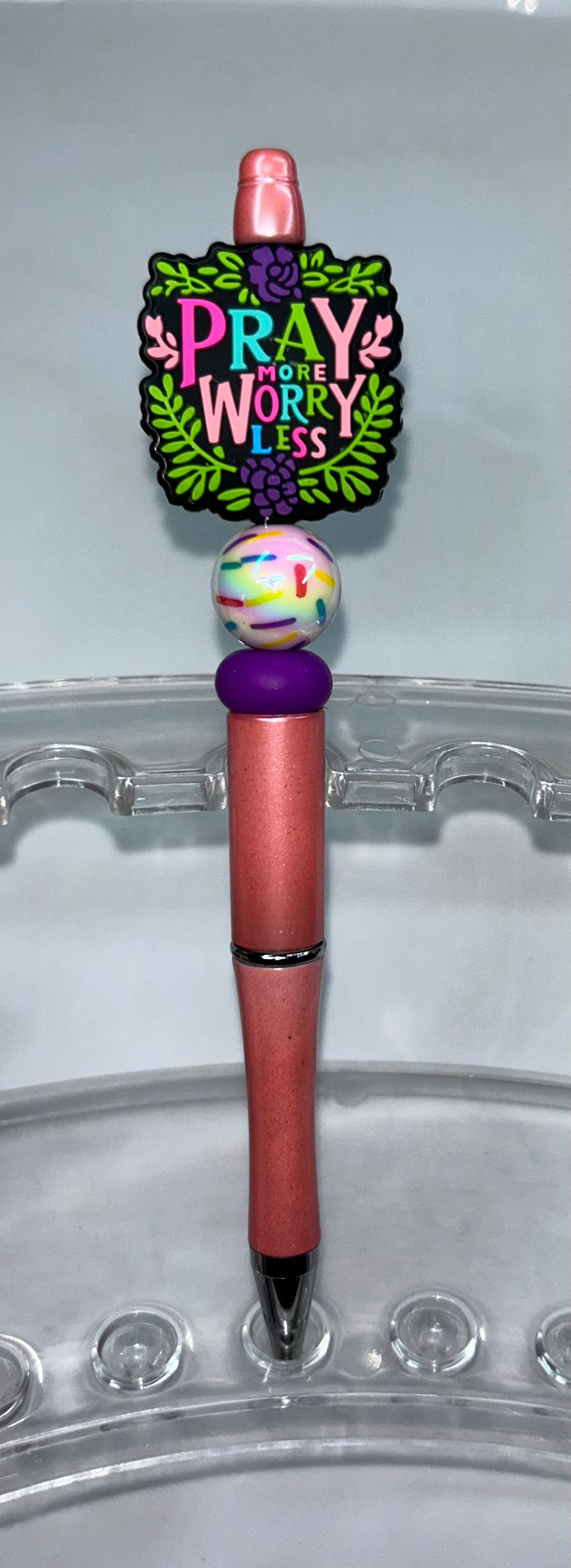 Pray More Worry Less Peach Pen