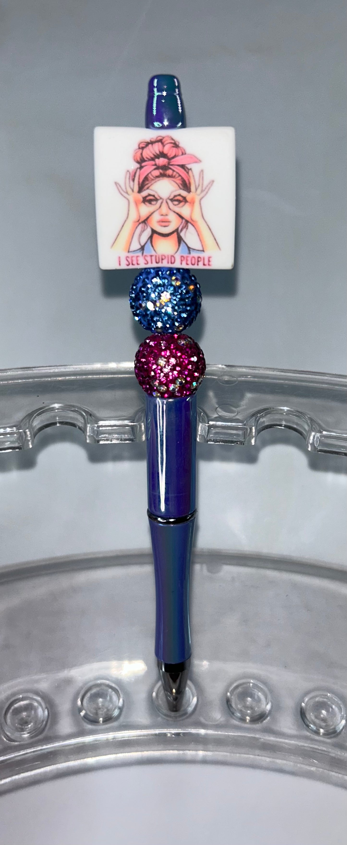 I See Stupid People Pearl Blue Pen
