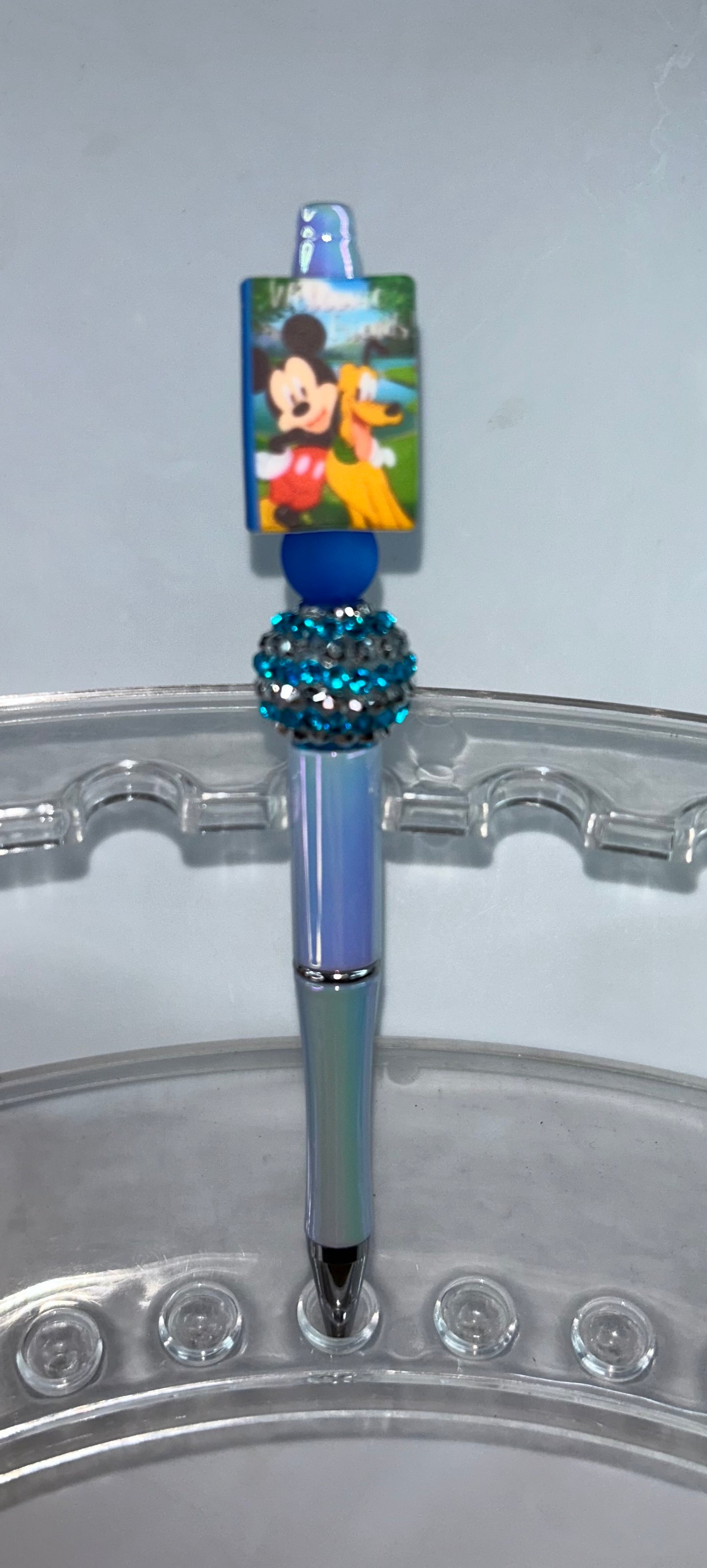 Mickey & Pluto Pearl Blue Pen