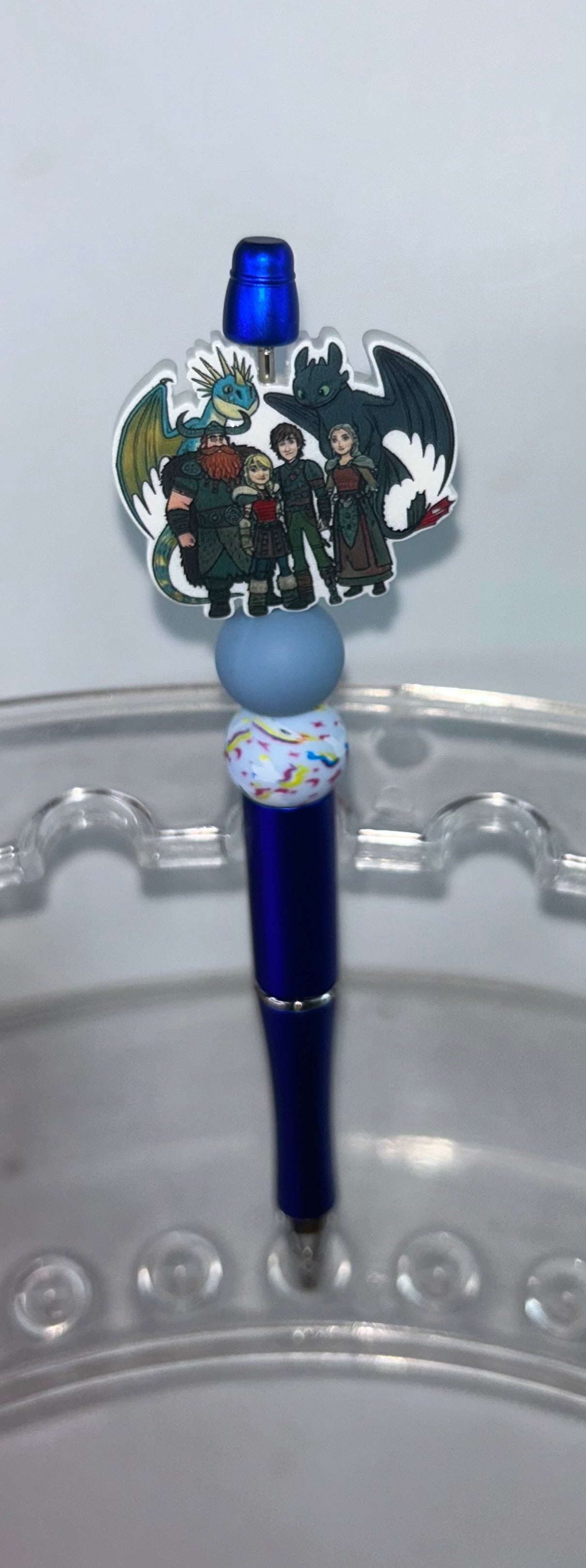 Acrylic Toothless family Royal Blue Pen