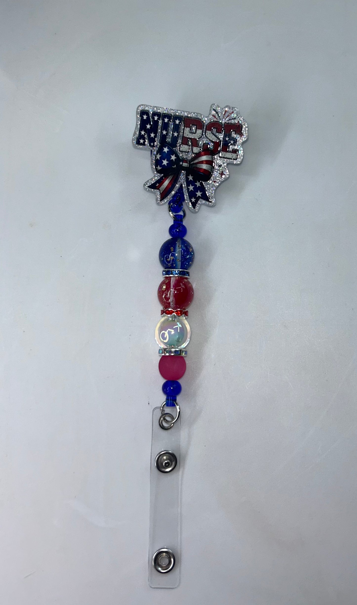 Red White & Blue Nurse Badge Reel