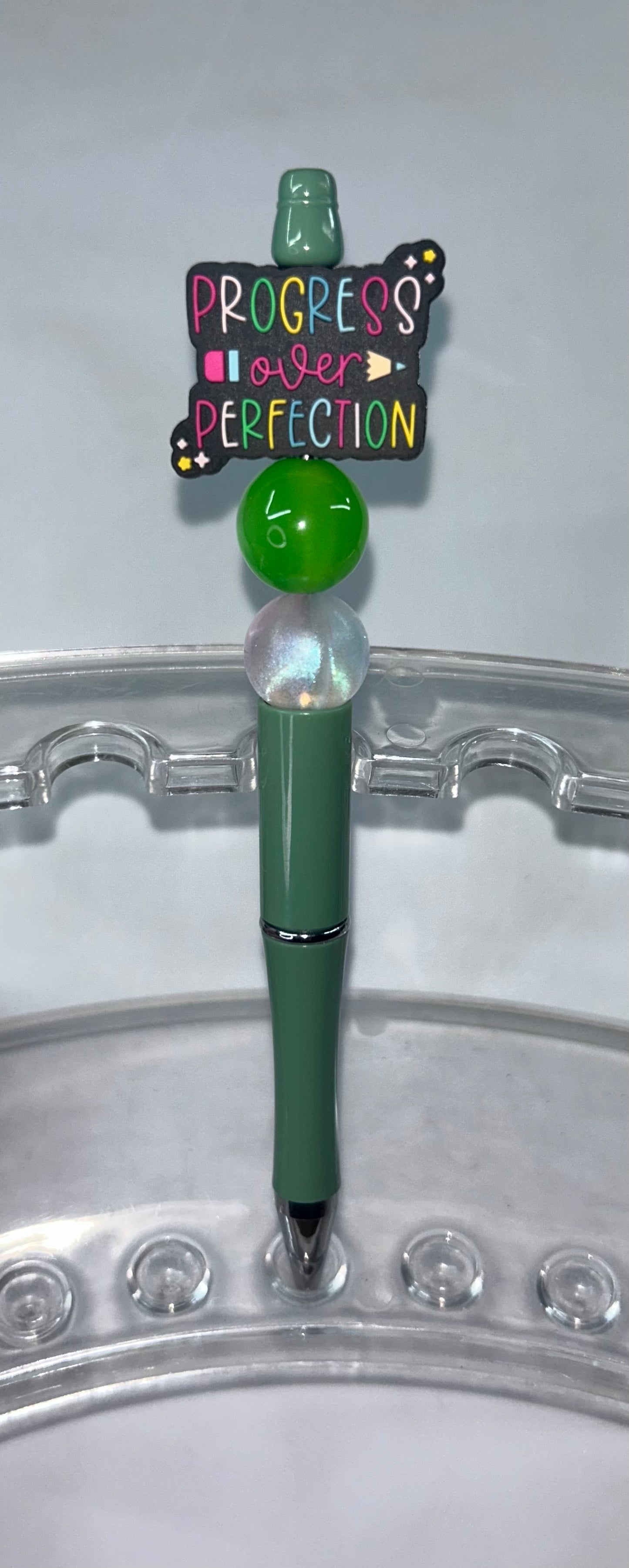 Progress Over Perfection Green Pen