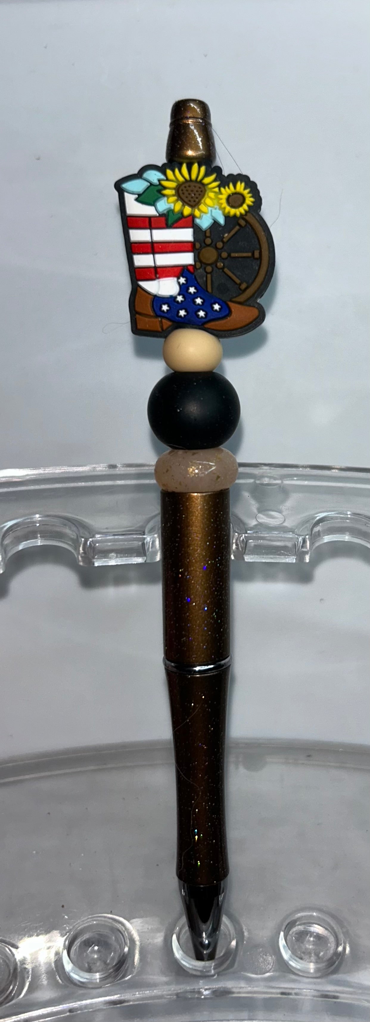 Patriotic Cowboy Boot Brown Pen
