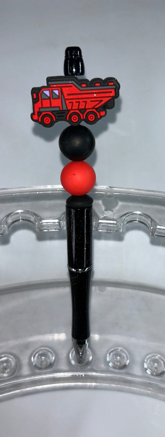 Red Dump Truck Black Pen