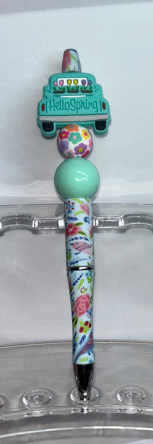 Happy Spring Truck Floral Pen
