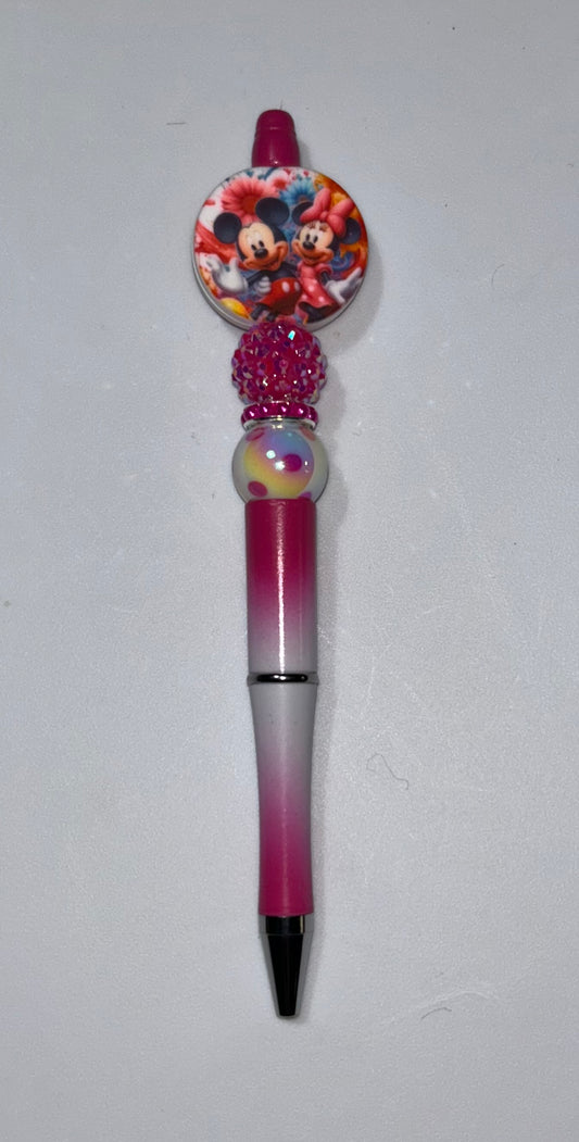 Mickey & Minney Pink and White Pen